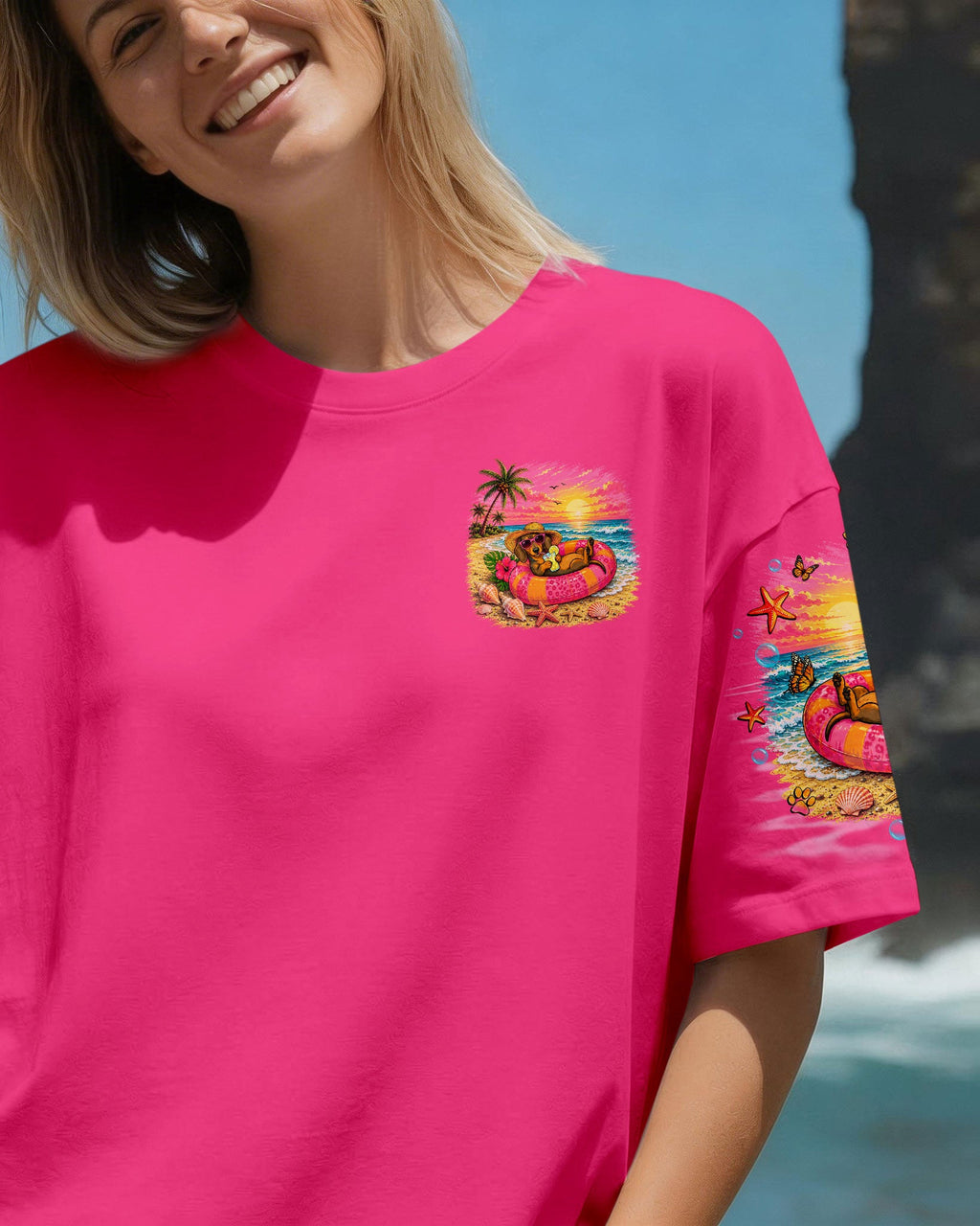 SANDY PAWS AND SALTY KISSES DACHSHUND DOG ALL OVER PRINT  - TLNO2105261