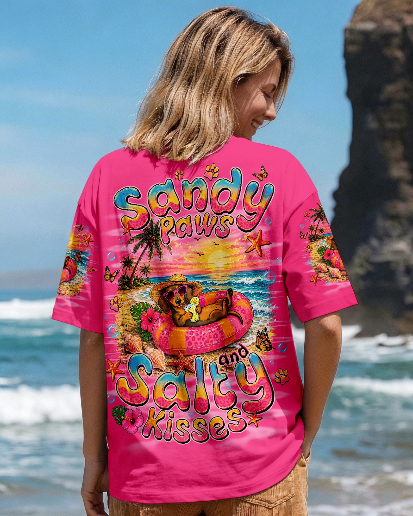 SANDY PAWS AND SALTY KISSES DACHSHUND DOG ALL OVER PRINT  - TLNO2105261