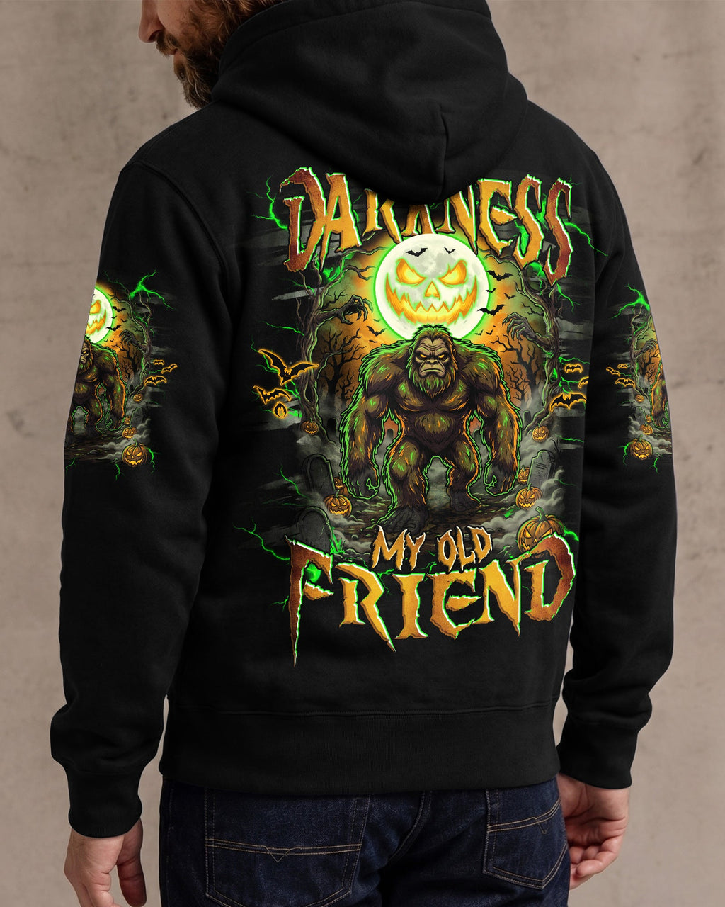 HELLO DARKNESS MY OLD FRIEND BIGFOOT HALLOWEEN ALL OVER PRINT  - TLHG2007263