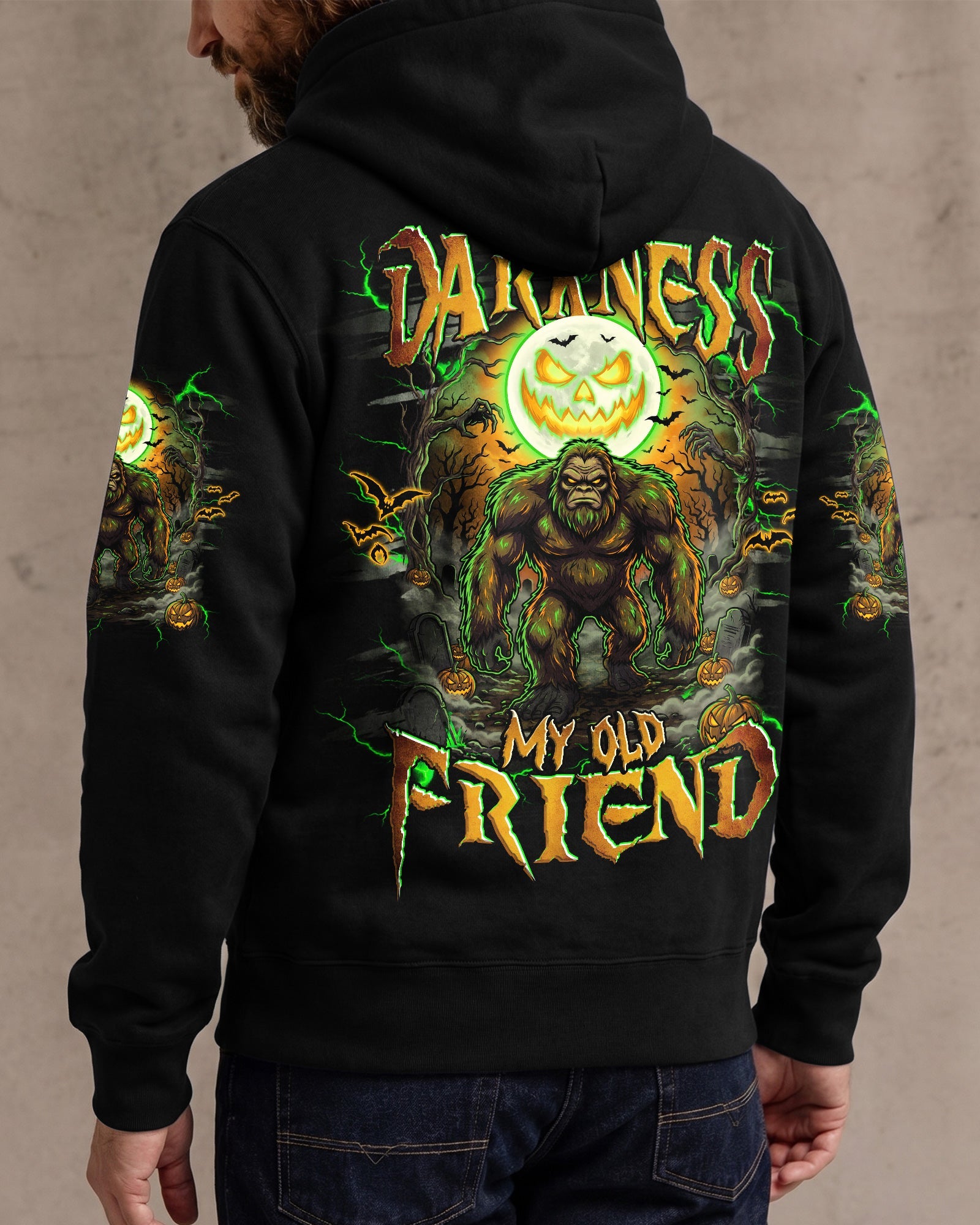 HELLO DARKNESS MY OLD FRIEND BIGFOOT HALLOWEEN ALL OVER PRINT  - TLHG2007263