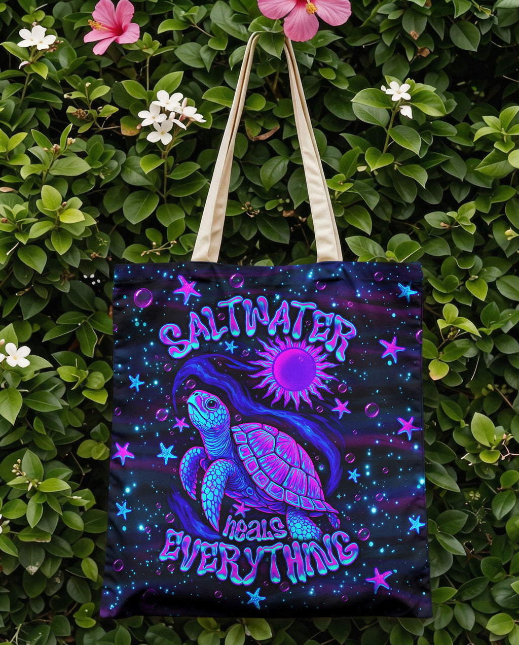 SALTWATER HEALS EVERYTHING TURTLE TOTE BAG  - TLNO1304263