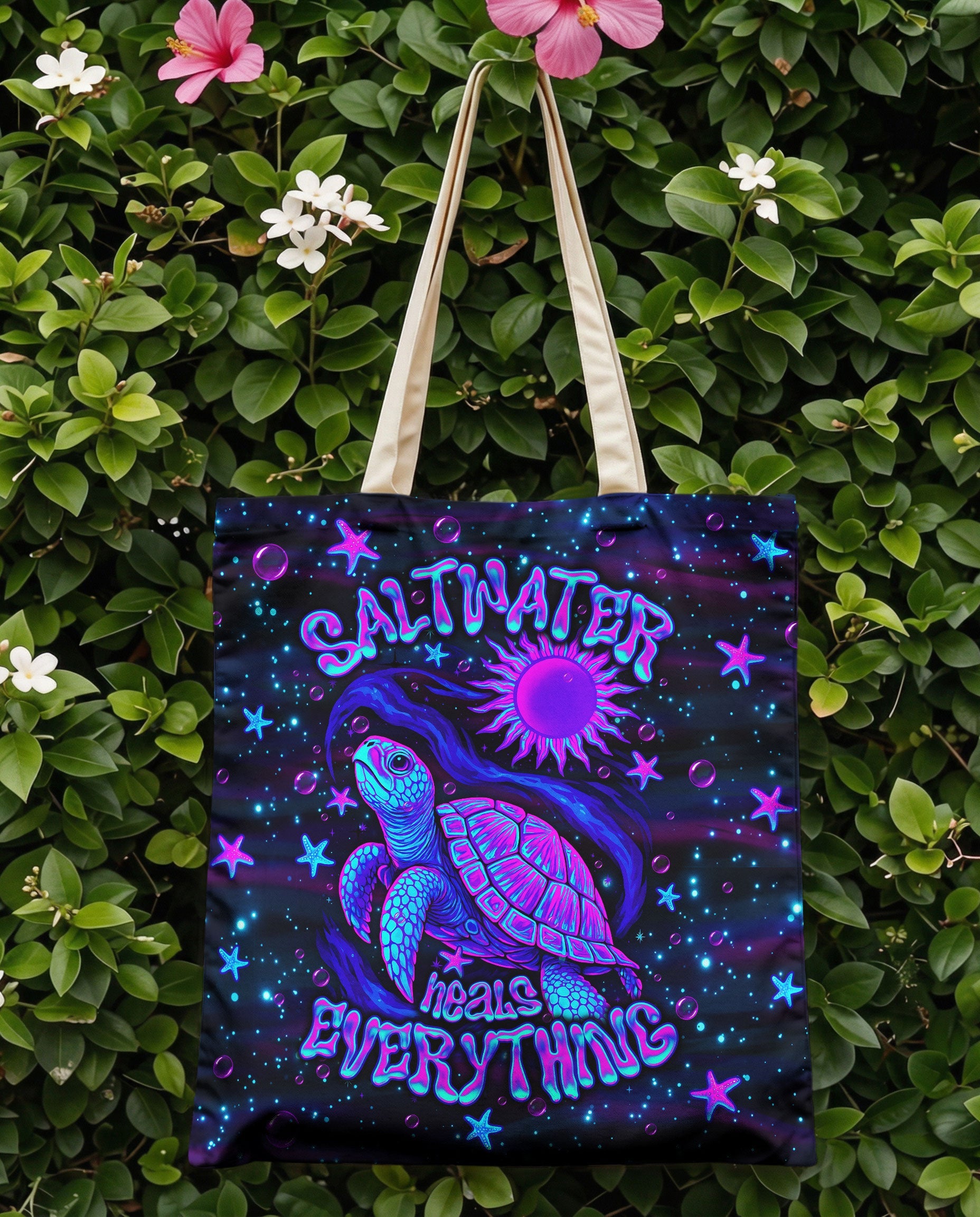 SALTWATER HEALS EVERYTHING TURTLE TOTE BAG  - TLNO1304263