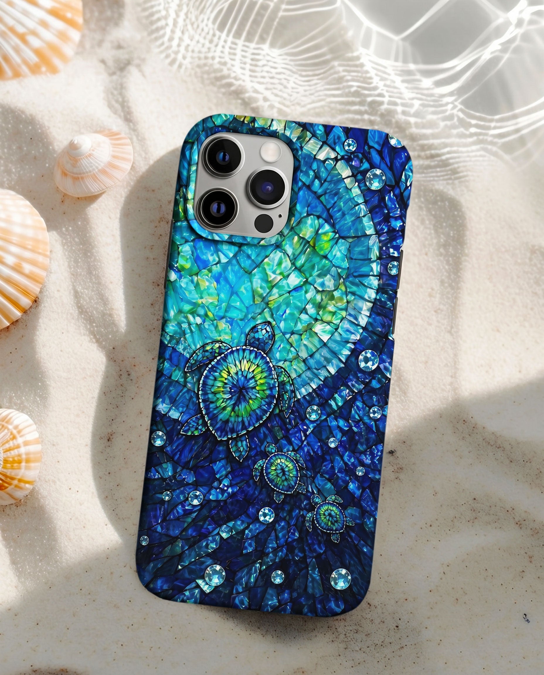 SEA TURTLE BLUE OCEAN STAINED GLASS PATTERN  PHONE CASE  - TLNO2904265