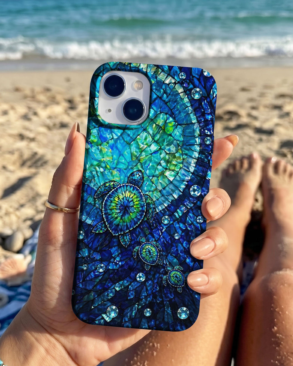 SEA TURTLE BLUE OCEAN STAINED GLASS PATTERN  PHONE CASE  - TLNO2904265