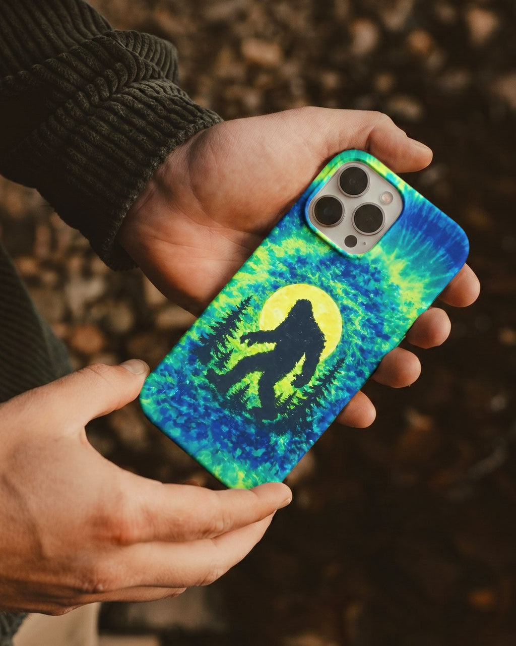 BIGFOOT IN THE FOREST GREEN BLUE SWIRL  PHONE CASE  - TLNO0505262