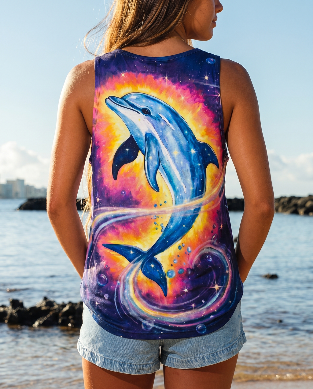 COSMIC MOON DOLPHIN GALAXY ALL OVER PRINT - RI1105263