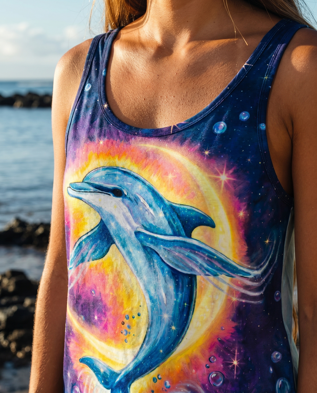 COSMIC MOON DOLPHIN GALAXY ALL OVER PRINT - RI1105263