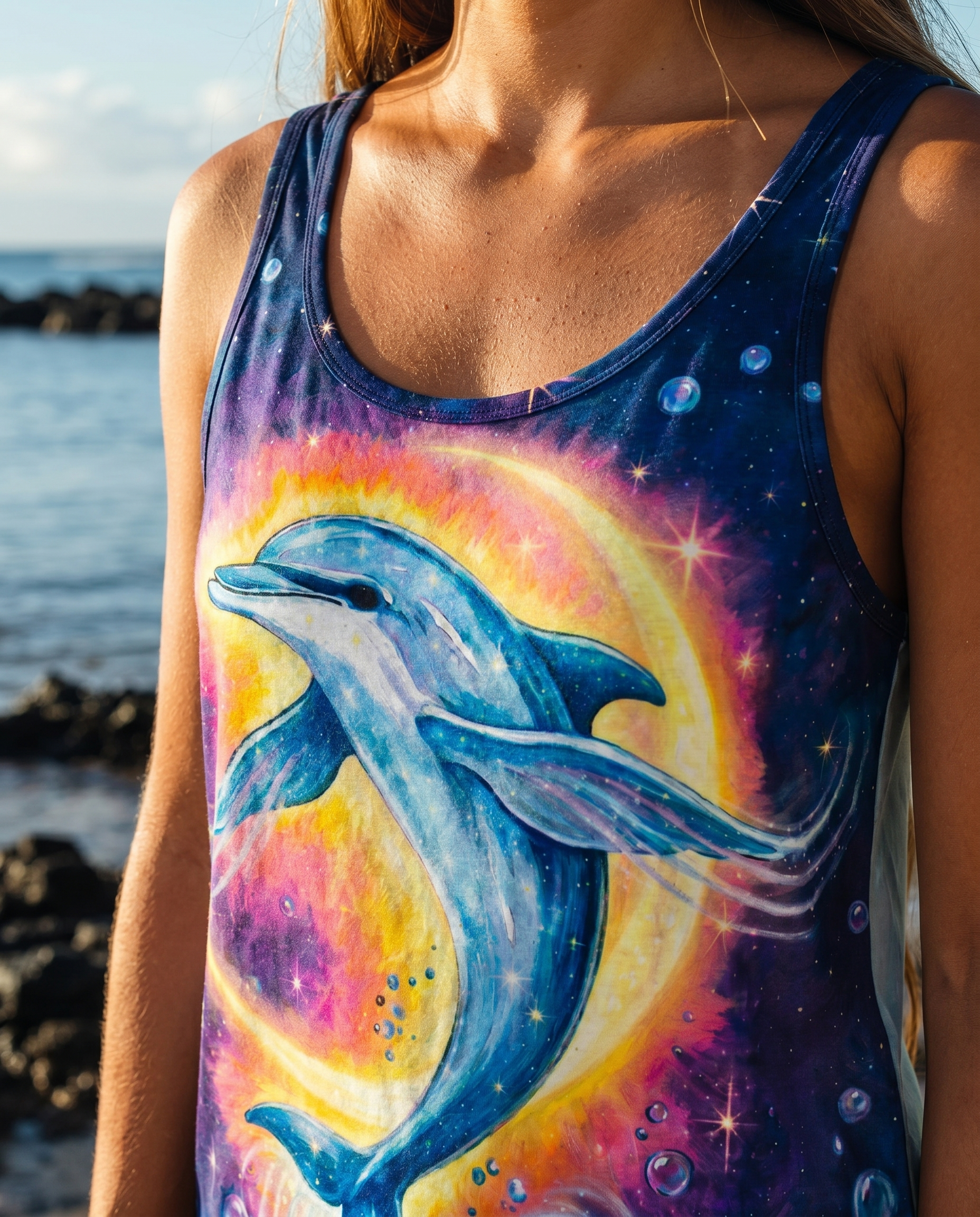 COSMIC MOON DOLPHIN GALAXY ALL OVER PRINT - RI1105263
