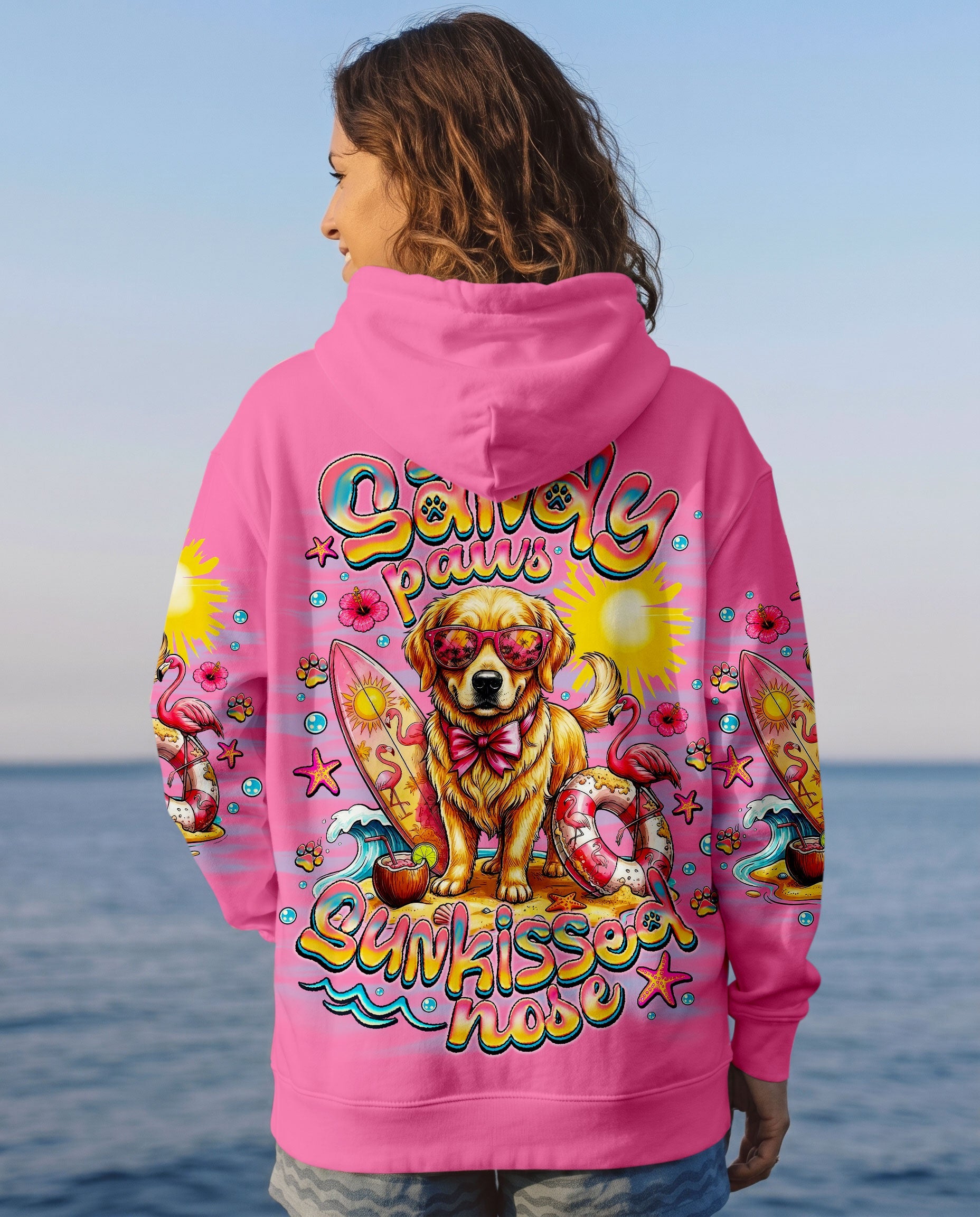 SANDY PAWS SUNKISSED NOSE GOLDEN RETRIEVER DOG ALL OVER PRINT   - TLNO0106261