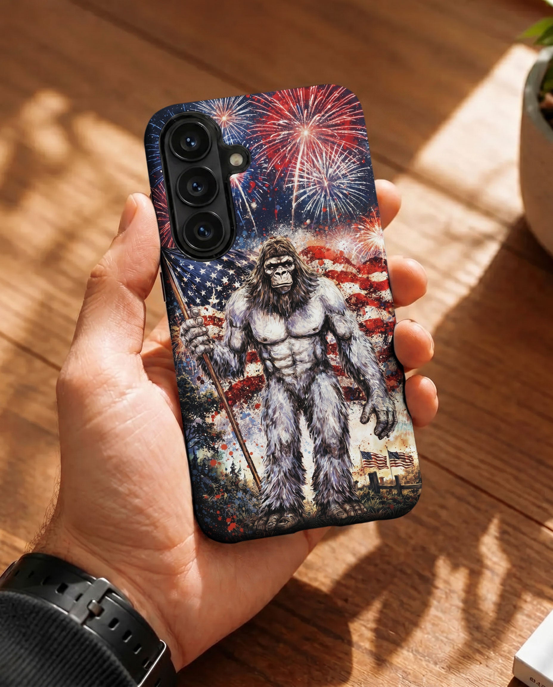 BIGFOOT FIREWORK STARS AND STRIPES PHONE CASE  - TLNO1905262