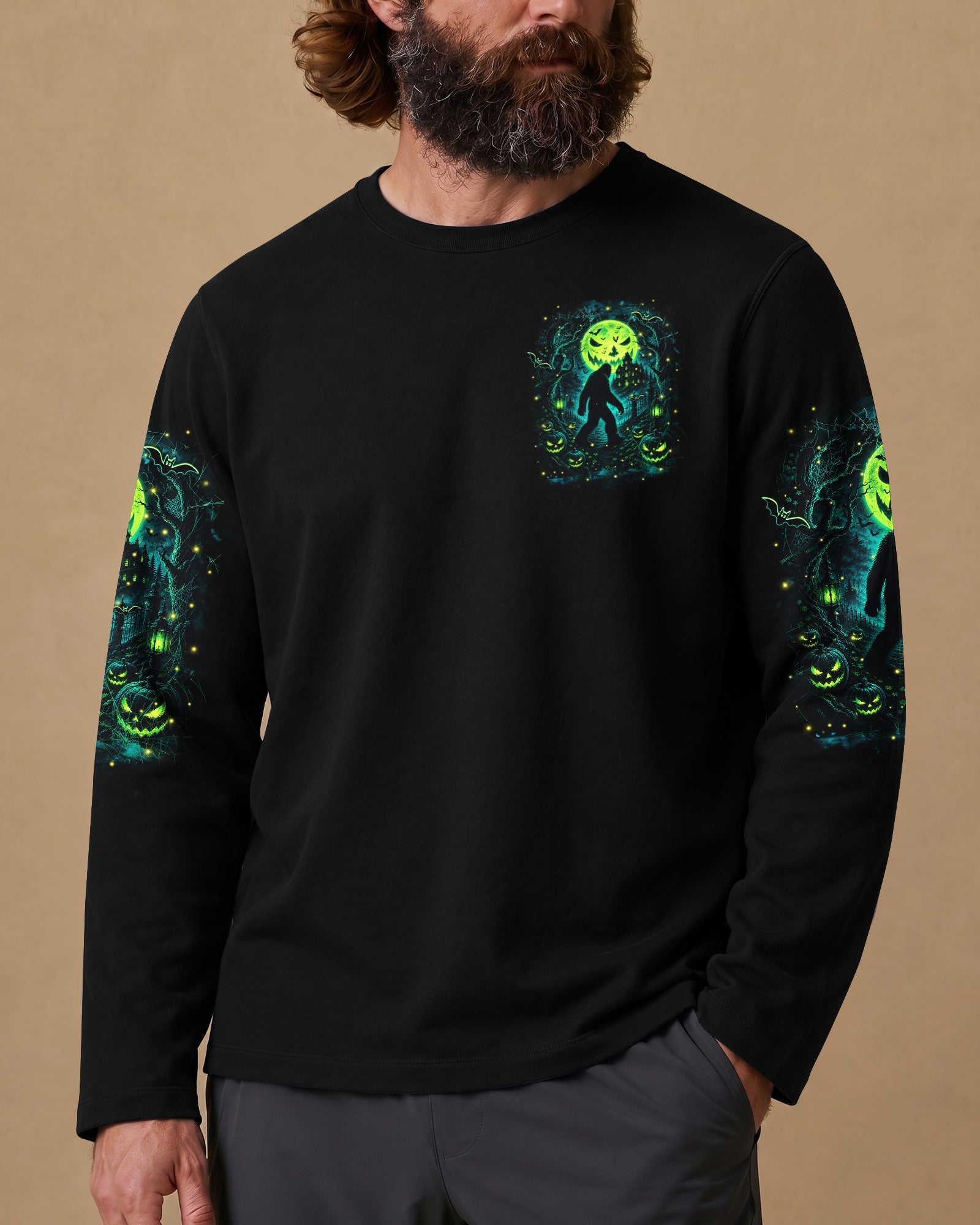 HELLO DARKNESS MY OLD FRIEND BIGFOOT HALLOWEEN ALL OVER PRINT  - TLHN2107261