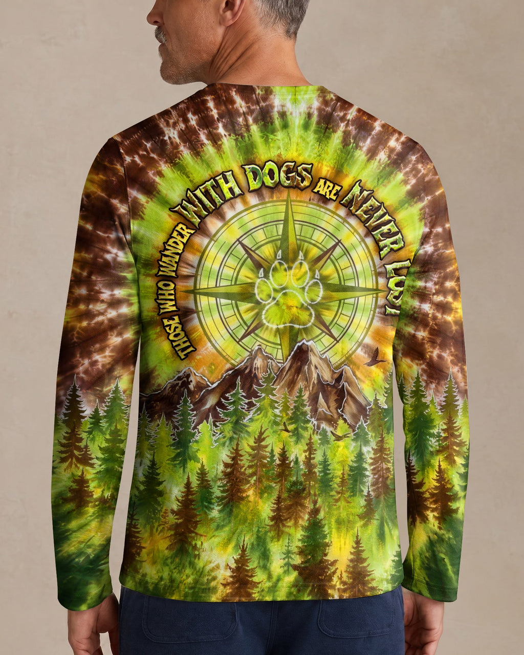 THOSE WHO WANDER WITH DOGS PAW PRINT COMPASS SWIRL ALL OVER PRINT  - TLHG0607261