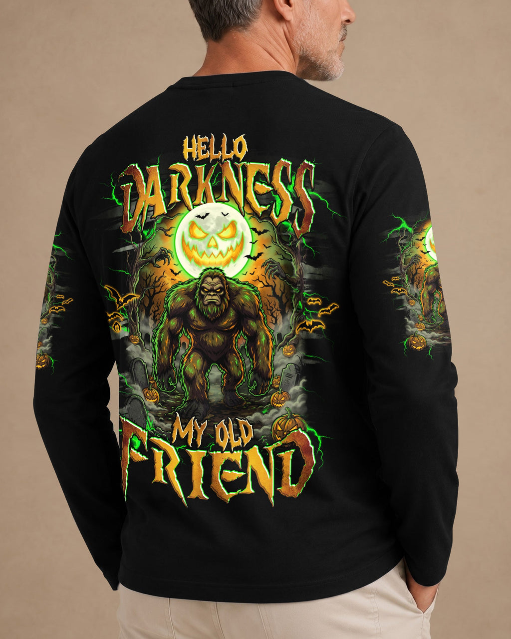 HELLO DARKNESS MY OLD FRIEND BIGFOOT HALLOWEEN ALL OVER PRINT  - TLHG2007263