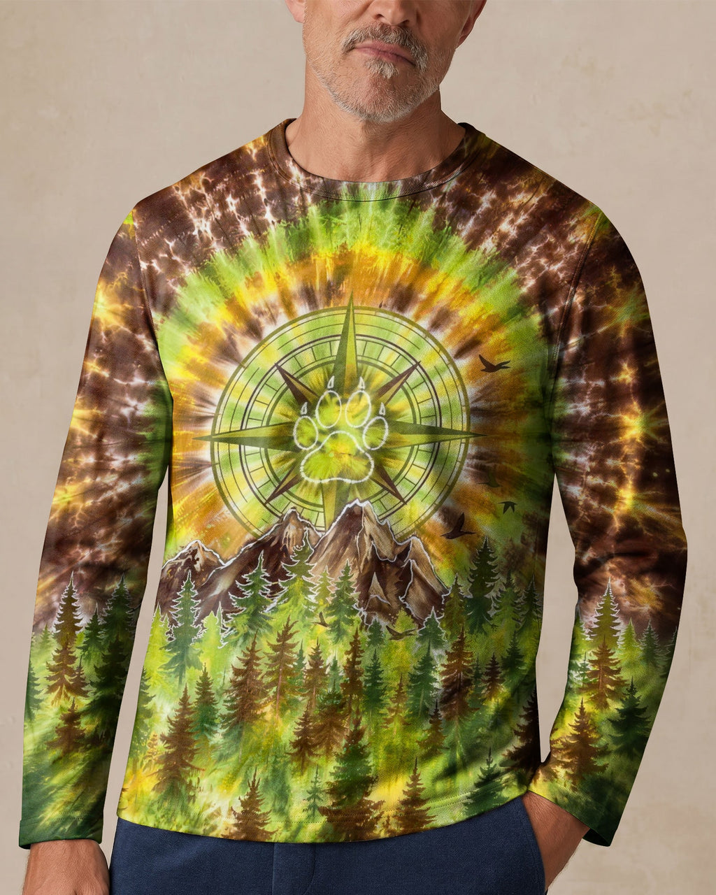 THOSE WHO WANDER WITH DOGS PAW PRINT COMPASS SWIRL ALL OVER PRINT  - TLHG0607261