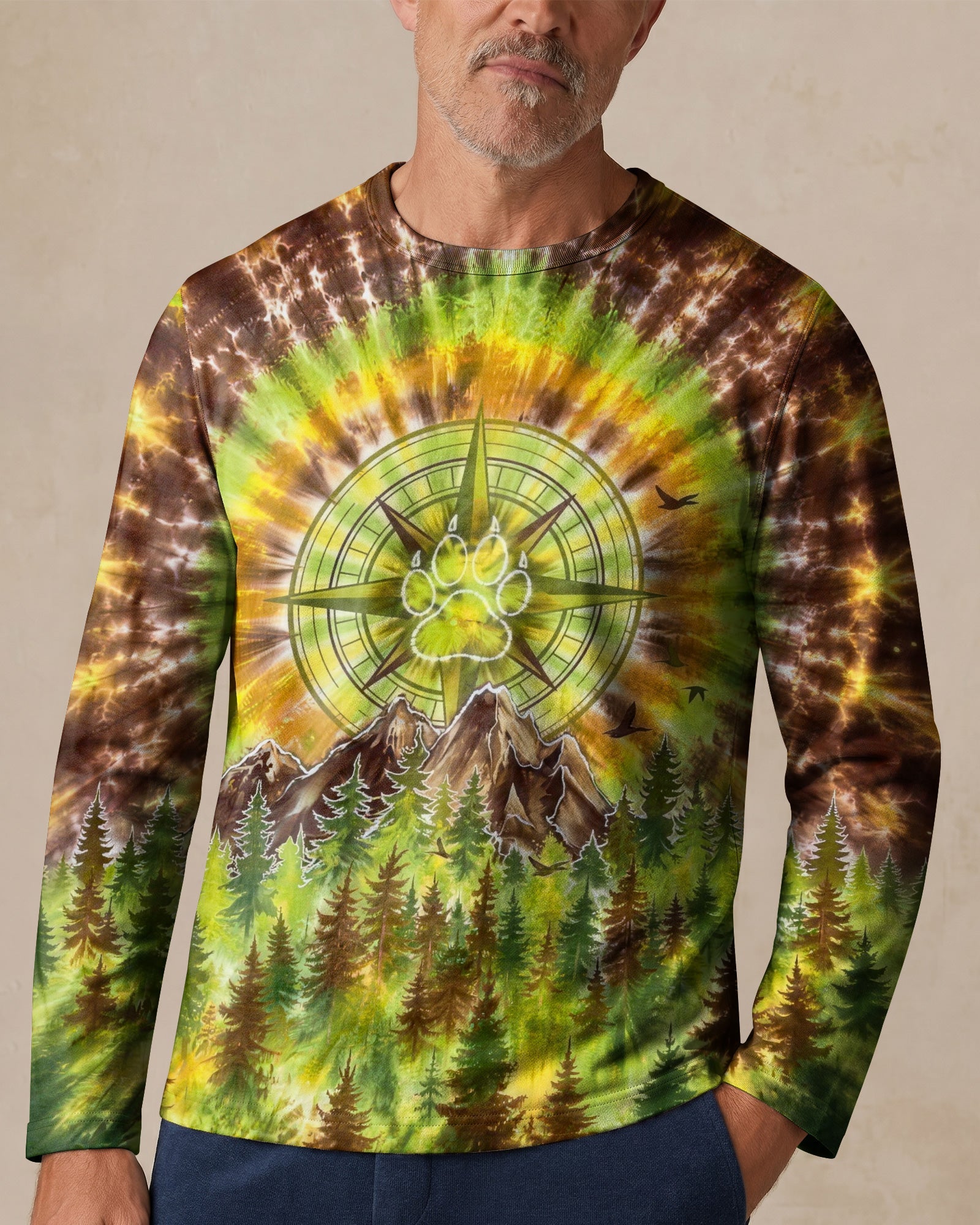 THOSE WHO WANDER WITH DOGS PAW PRINT COMPASS SWIRL ALL OVER PRINT  - TLHG0607261