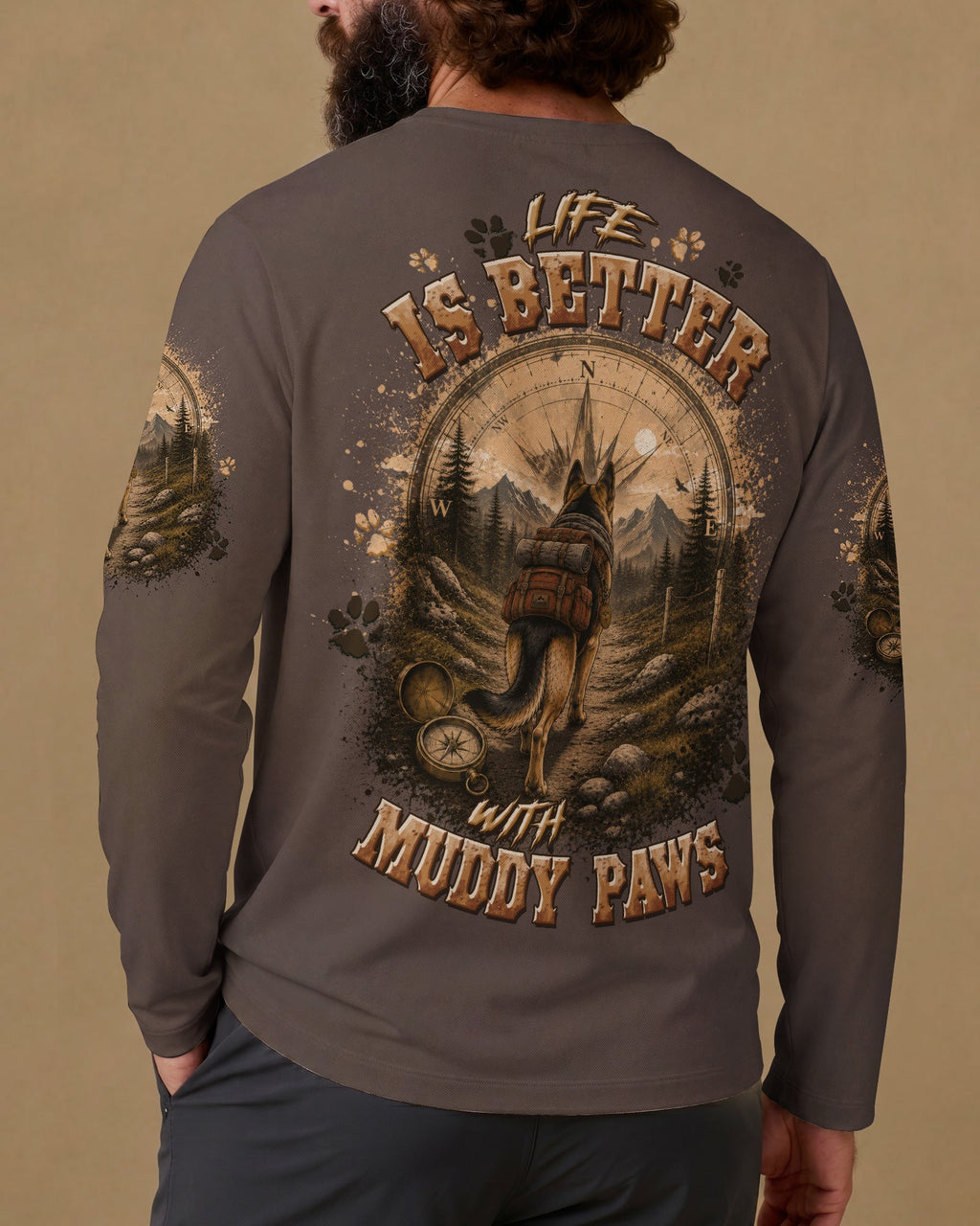 LIFE IS BETTER WITH MUDDY PAWS GERMAN SHEPHERD DOG ALL OVER PRINT - TLTW0607262