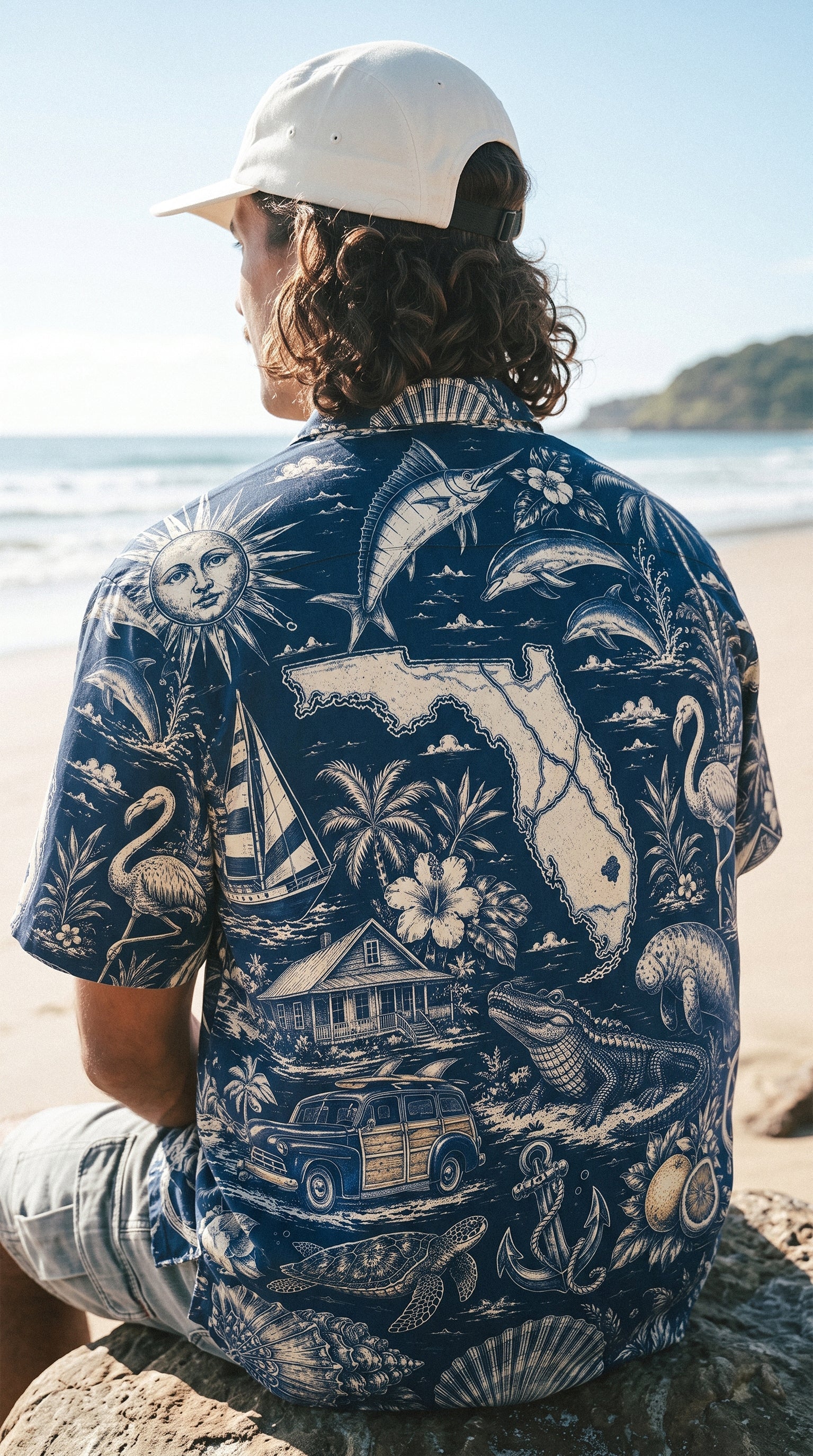 VINTAGE TROPICAL FLORIDA PATTERN CAMP SHIRT - TLTW2406263