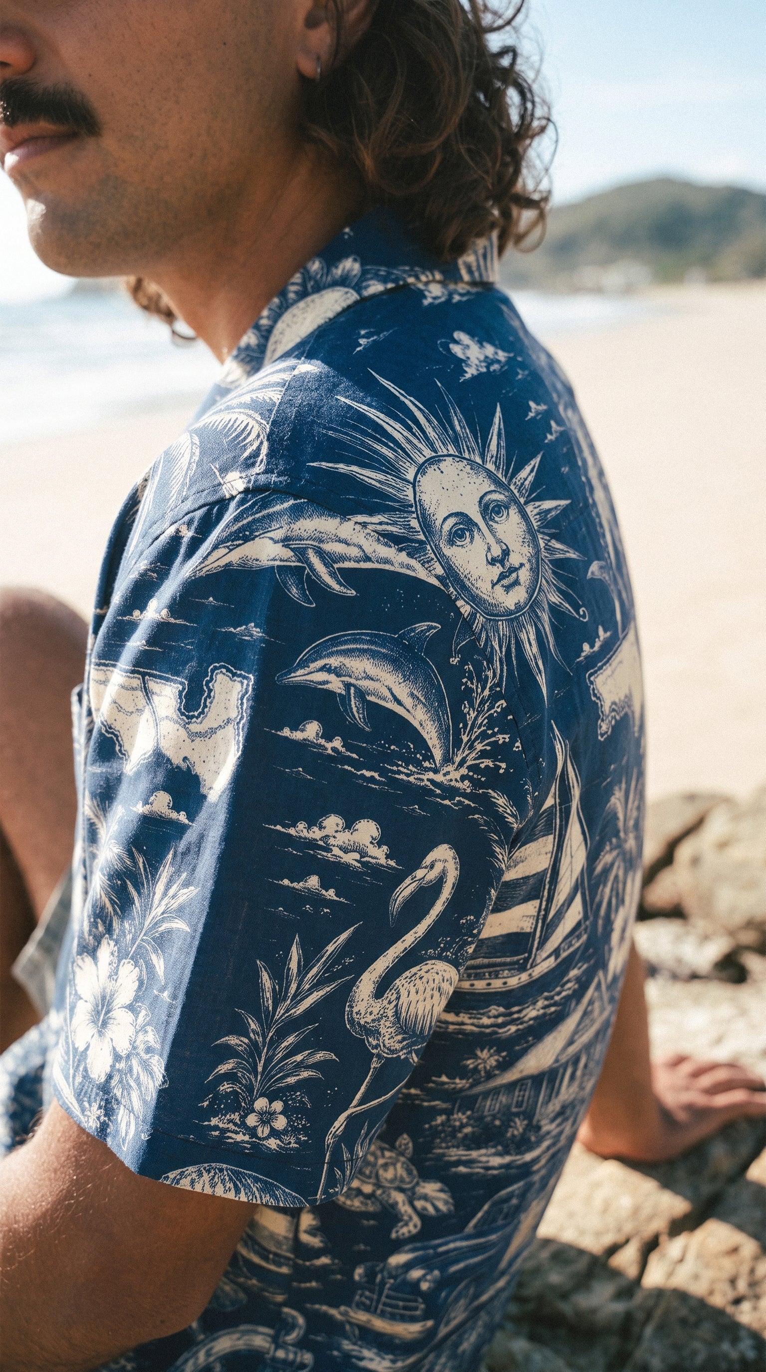 VINTAGE TROPICAL FLORIDA PATTERN CAMP SHIRT - TLTW2406263