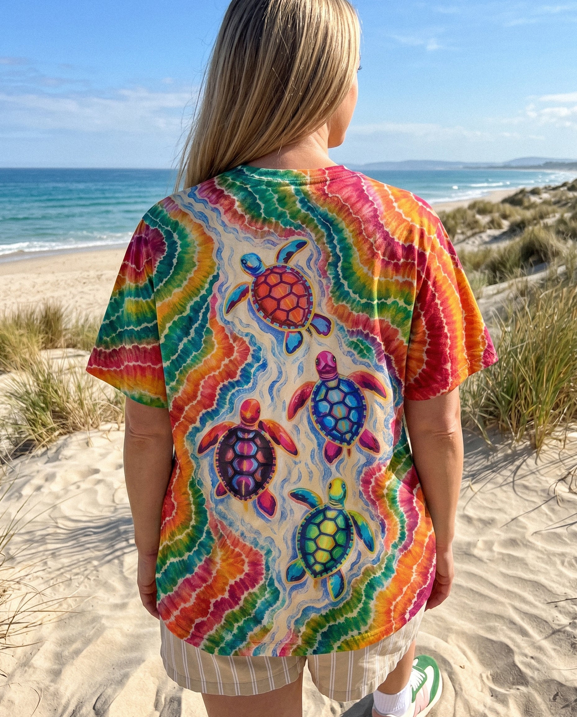 COLORFUL SEA TURTLE TIDE ALL OVER PRINT - KMTM1806261