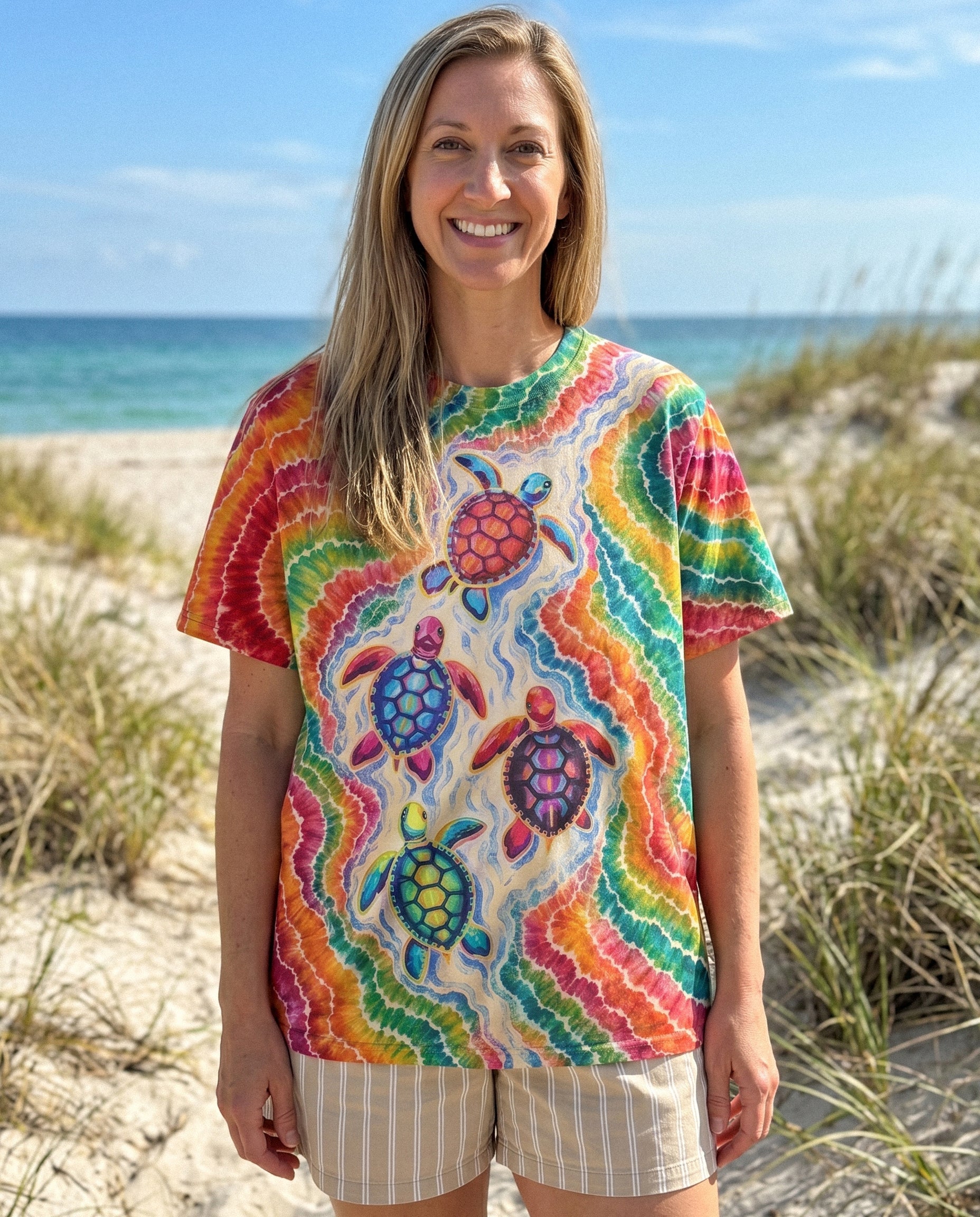 COLORFUL SEA TURTLE TIDE ALL OVER PRINT - KMTM1806261