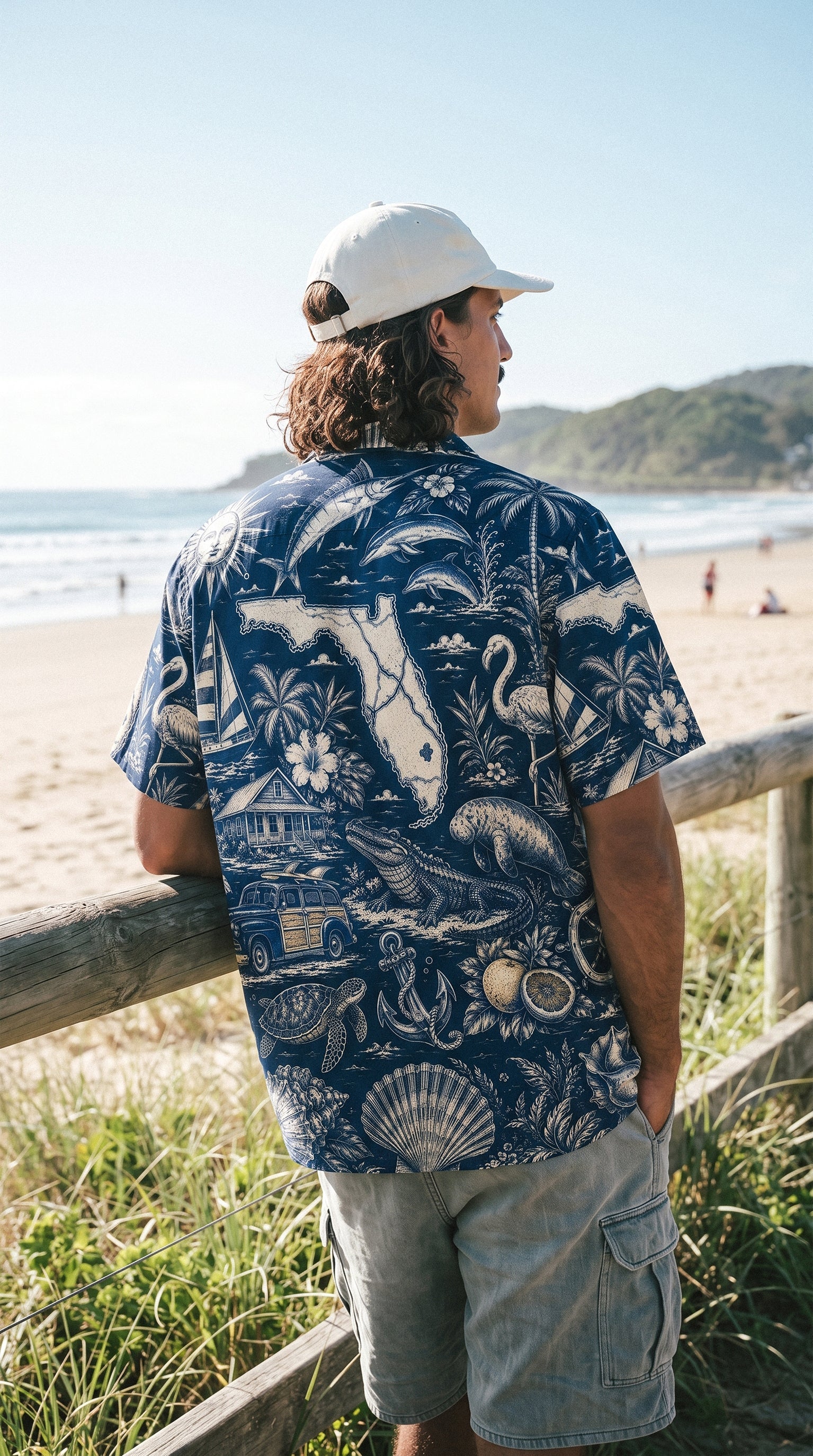 VINTAGE TROPICAL FLORIDA PATTERN CAMP SHIRT - TLTW2406263
