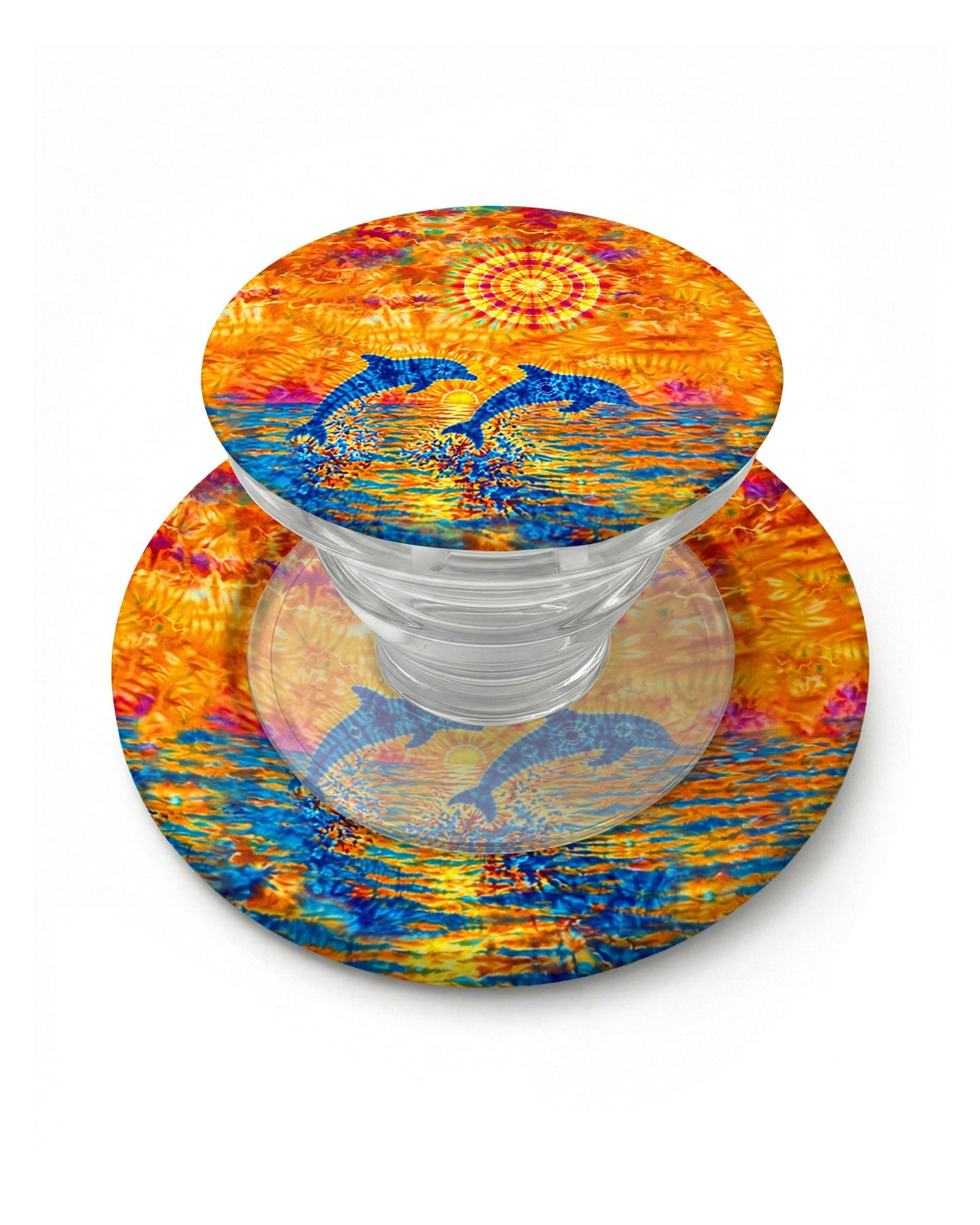 TWO DOLPHINS SUNSET WATERCOLOR PATTERN MAGSAFE PHONE GRIP   - TLHN1205264
