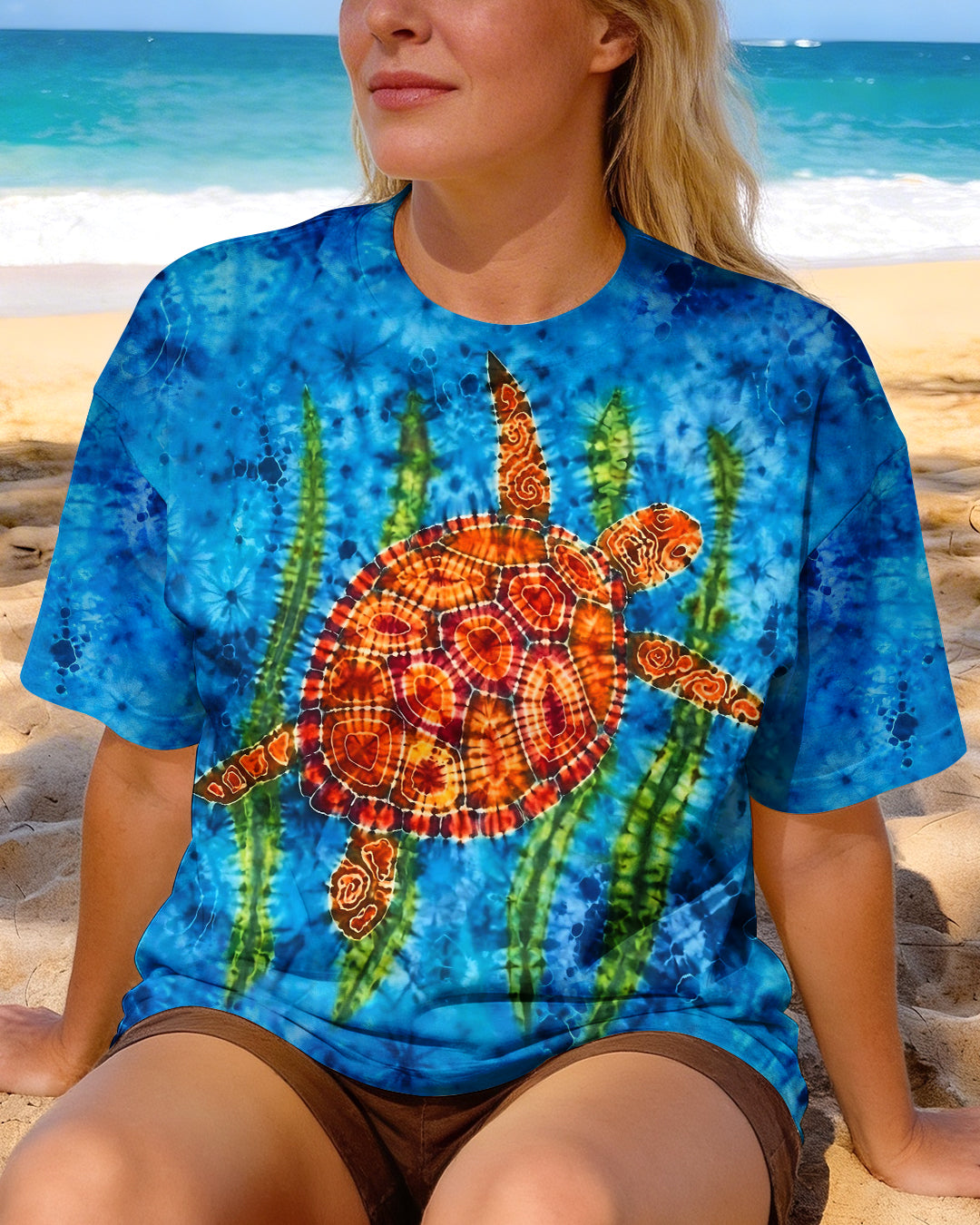 SEA TURTLE AND SEAWEED ALL OVER PRINT  - TLHG1604262