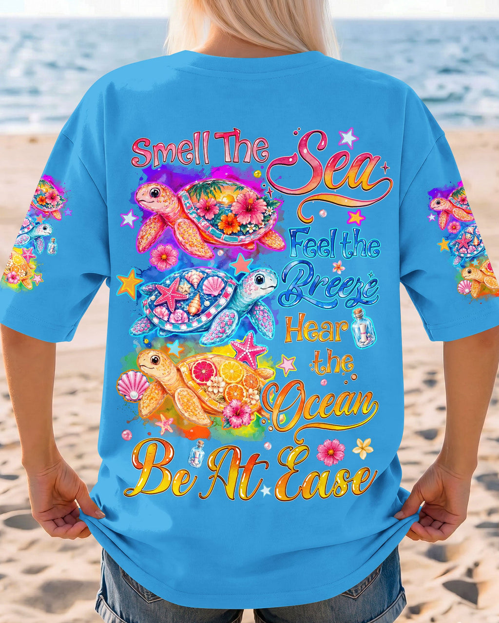 SMELL THE SEA FEEL THE BREEZE TURTLE ALL OVER PRINT - TYQY1505262