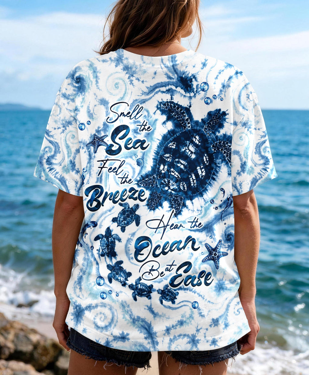 SMELL THE SEA FEEL THE BREEZE TURTLE ART ALL OVER PRINT  - TLHG1906261
