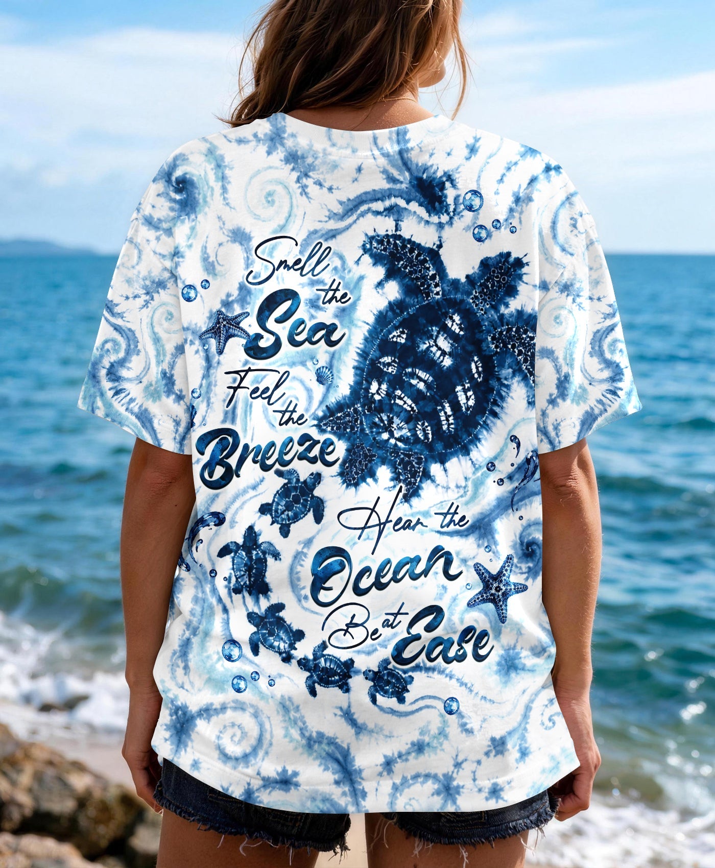SMELL THE SEA FEEL THE BREEZE TURTLE ART ALL OVER PRINT  - TLHG1906261