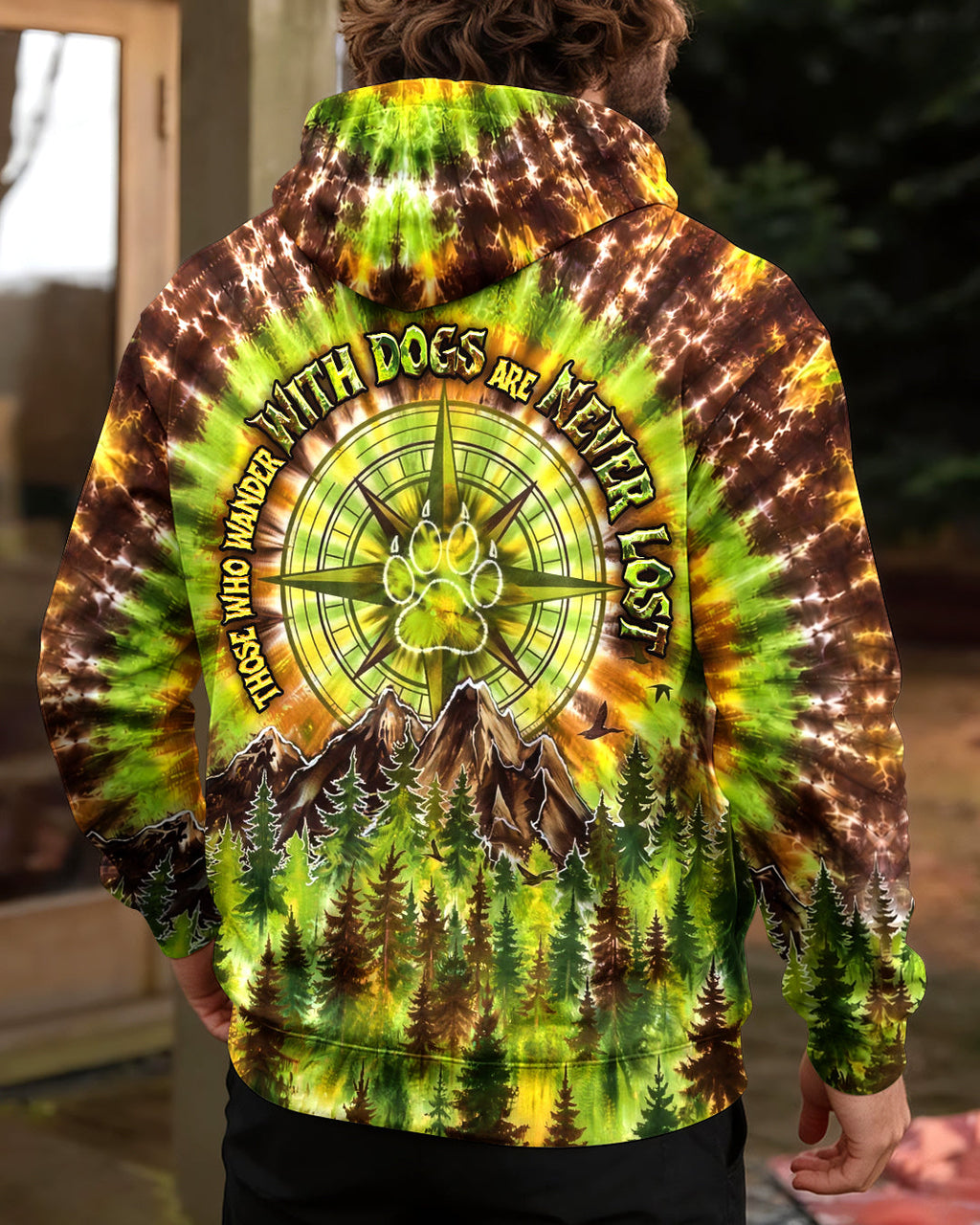THOSE WHO WANDER WITH DOGS PAW PRINT COMPASS SWIRL ALL OVER PRINT  - TLHG0607261