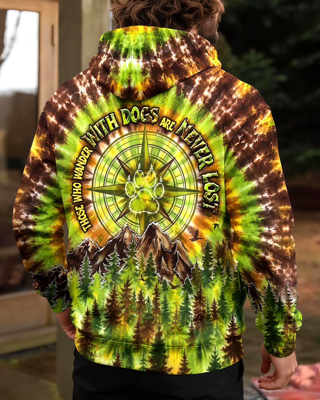 THOSE WHO WANDER WITH DOGS PAW PRINT COMPASS SWIRL ALL OVER PRINT  - TLHG0607261
