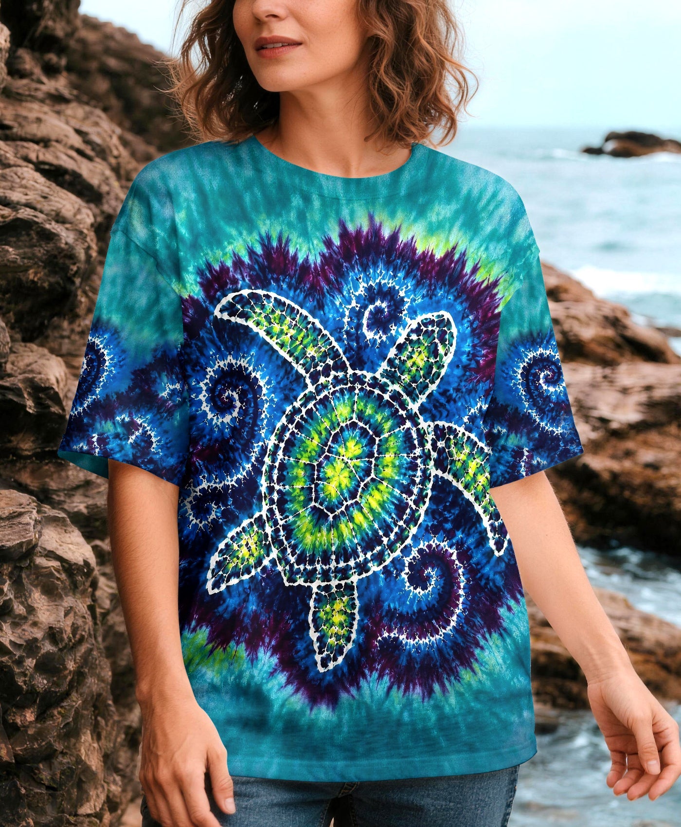 SEA TURTLE WAVES SWIRL ALL OVER PRINT - TLHG1805263