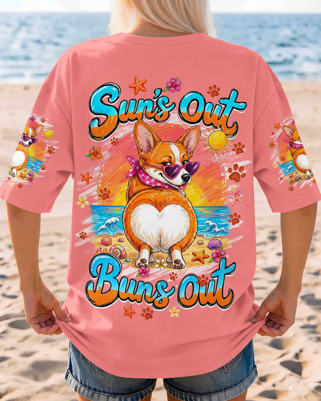 SUN'S OUT BUNS OUT CORGI DOG ALL OVER PRINT - TYQY1506262