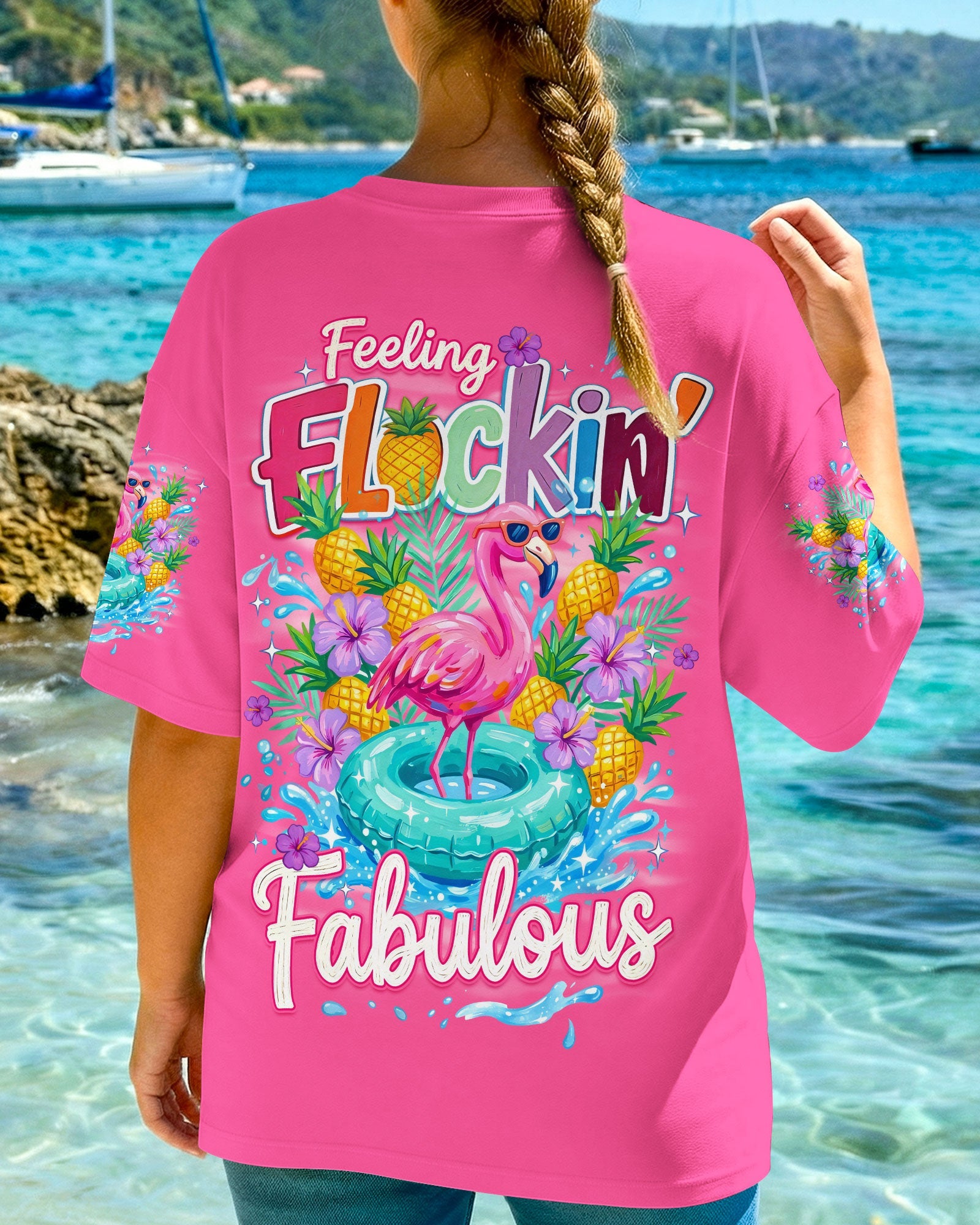 FEELING FLOCKIN' FABULOUS FLAMINGO ALL OVER PRINT - TYQY1004263