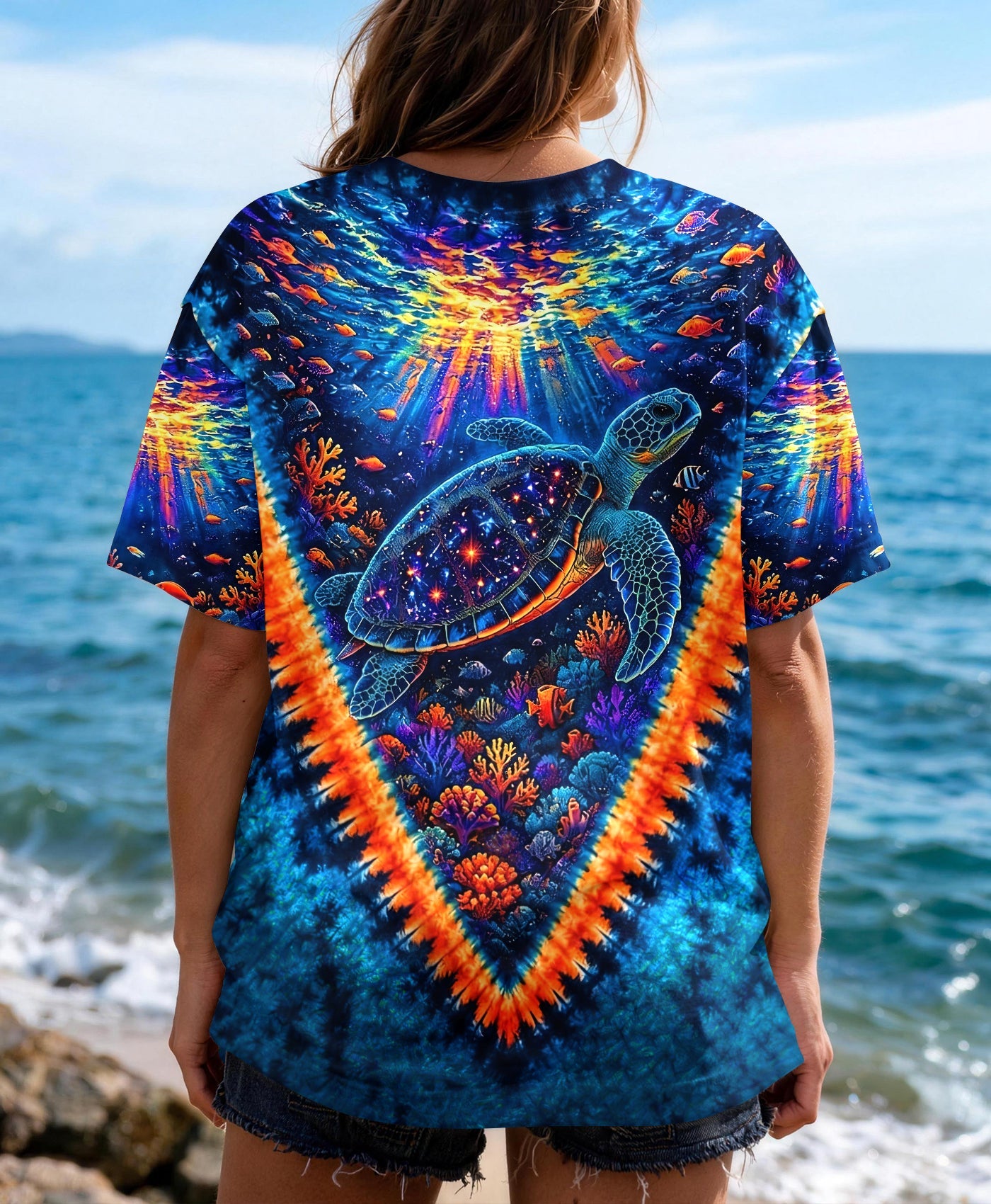 TURTLES UNDERSEA V PATTERN  ALL OVER PRINT - TLHG0306261