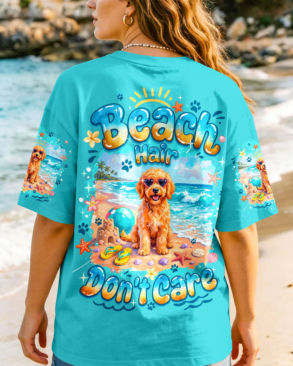 BEACH HAIR DON'T CARE GOLDEN DOODLE DOG ALL OVER PRINT - TYQY2005263