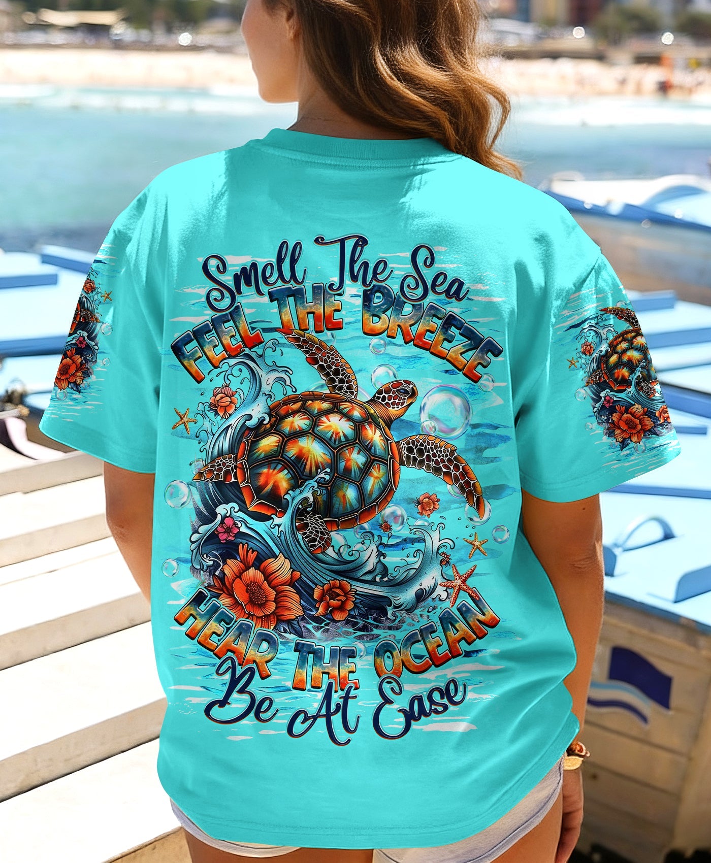 SMELL THE SEA FEEL THE BREEZE TURTLE  ALL OVER PRINT   - TLHG0406263