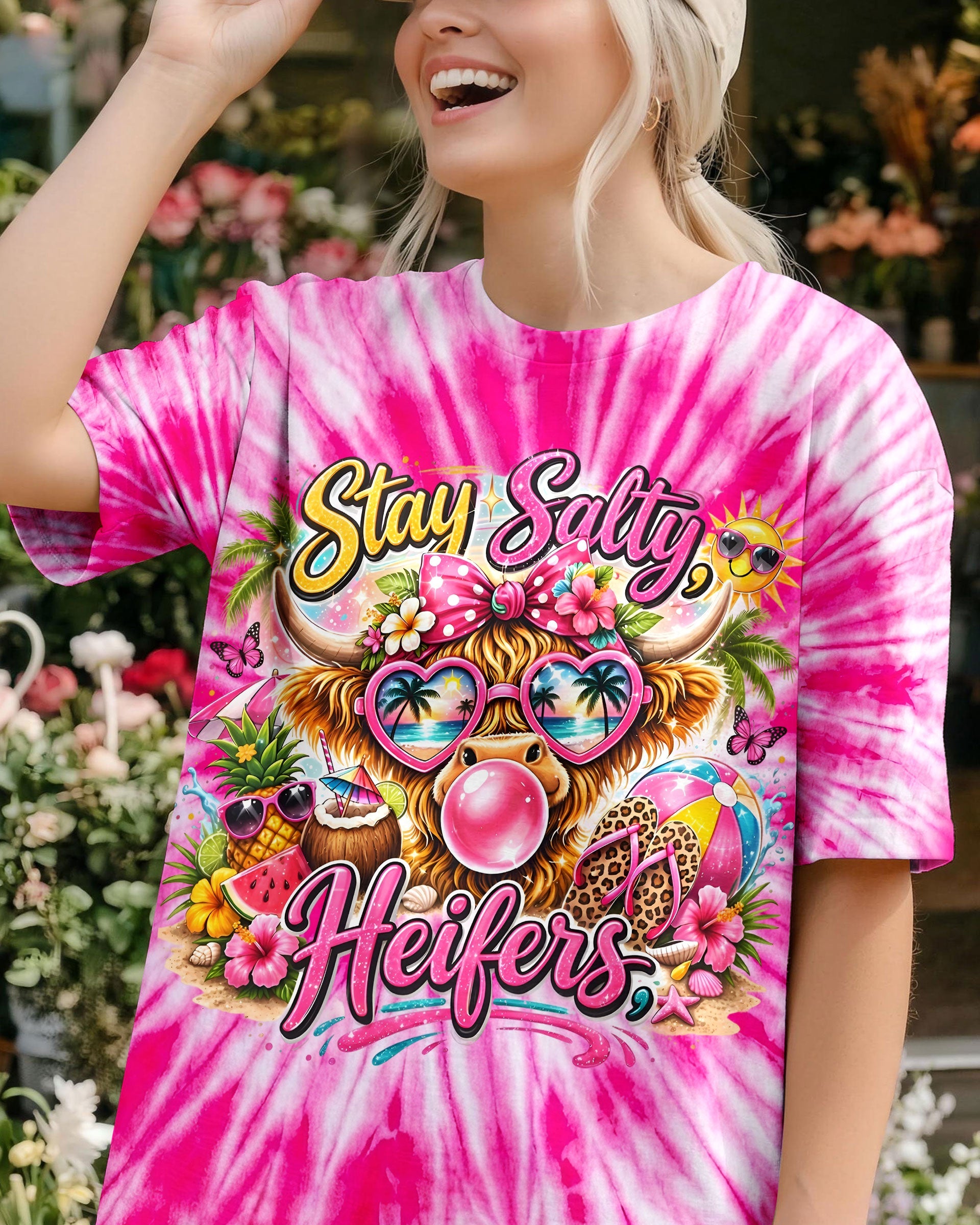 STAY SALTY HEIFERS PINK ALL OVER PRINT - TYLN2804261