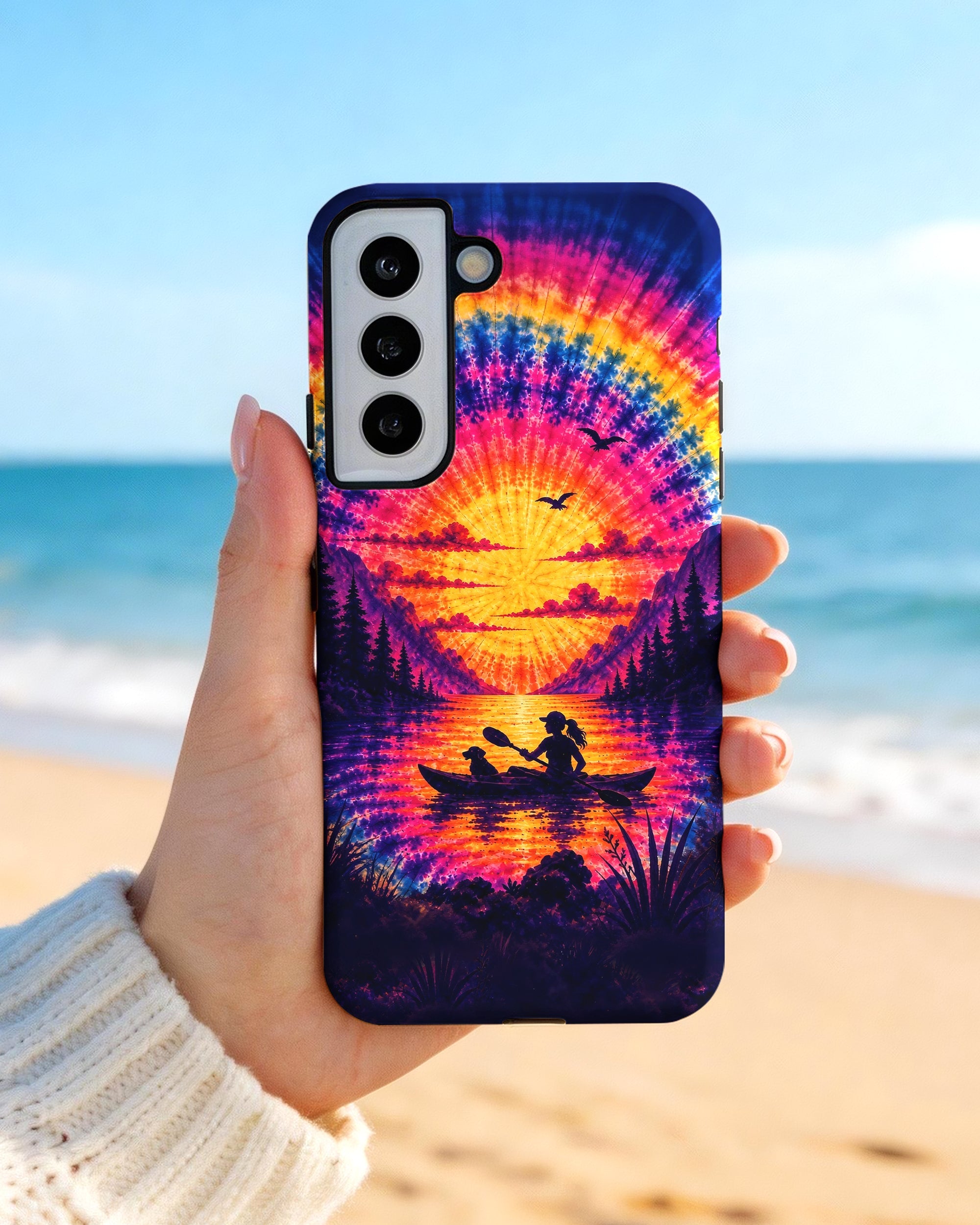 KAYAK LAKE DAY WITH DOG SUNSET PHONE CASE - TLHG2406262