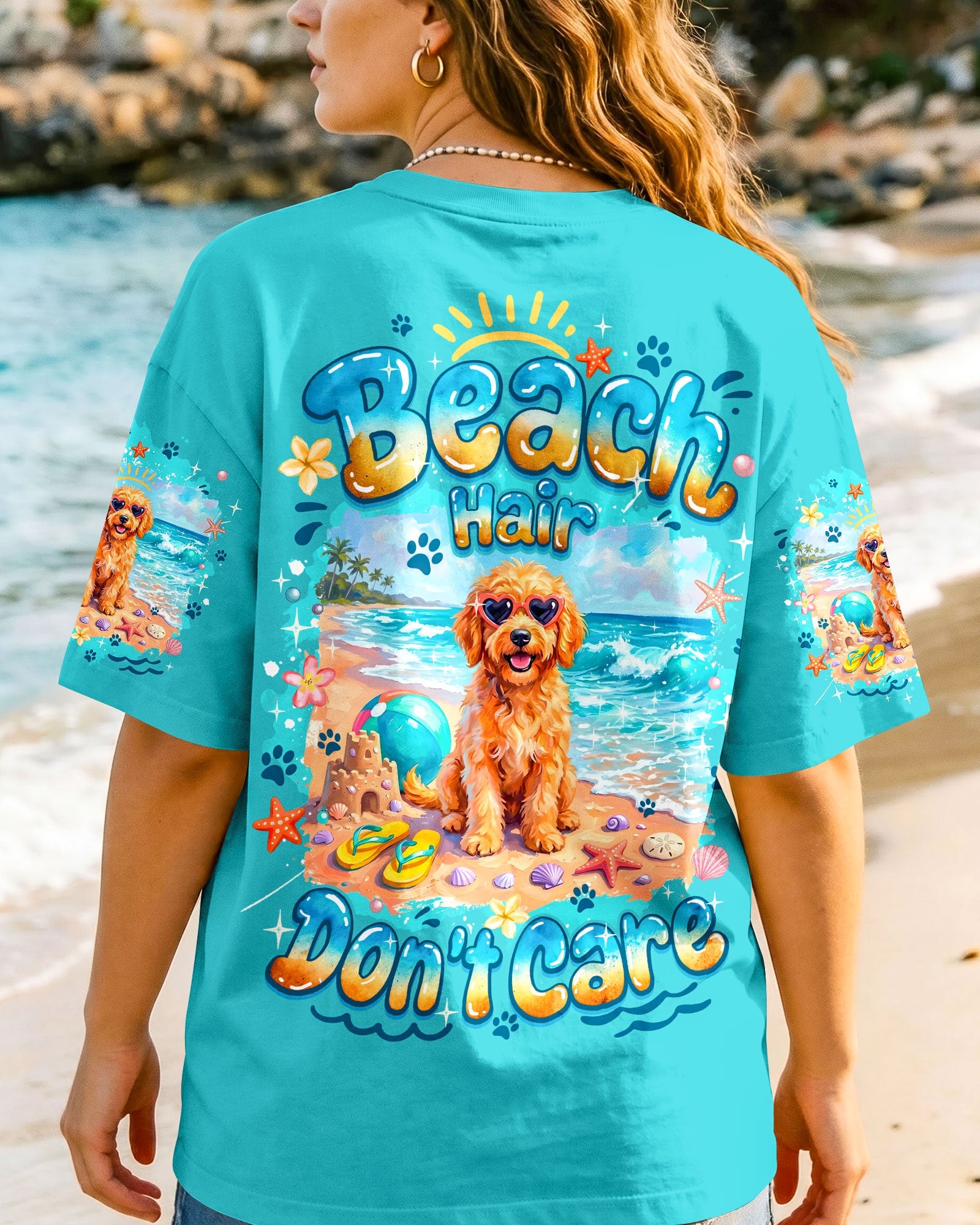 BEACH HAIR DON'T CARE GOLDEN DOODLE DOG ALL OVER PRINT - TYQY2005263