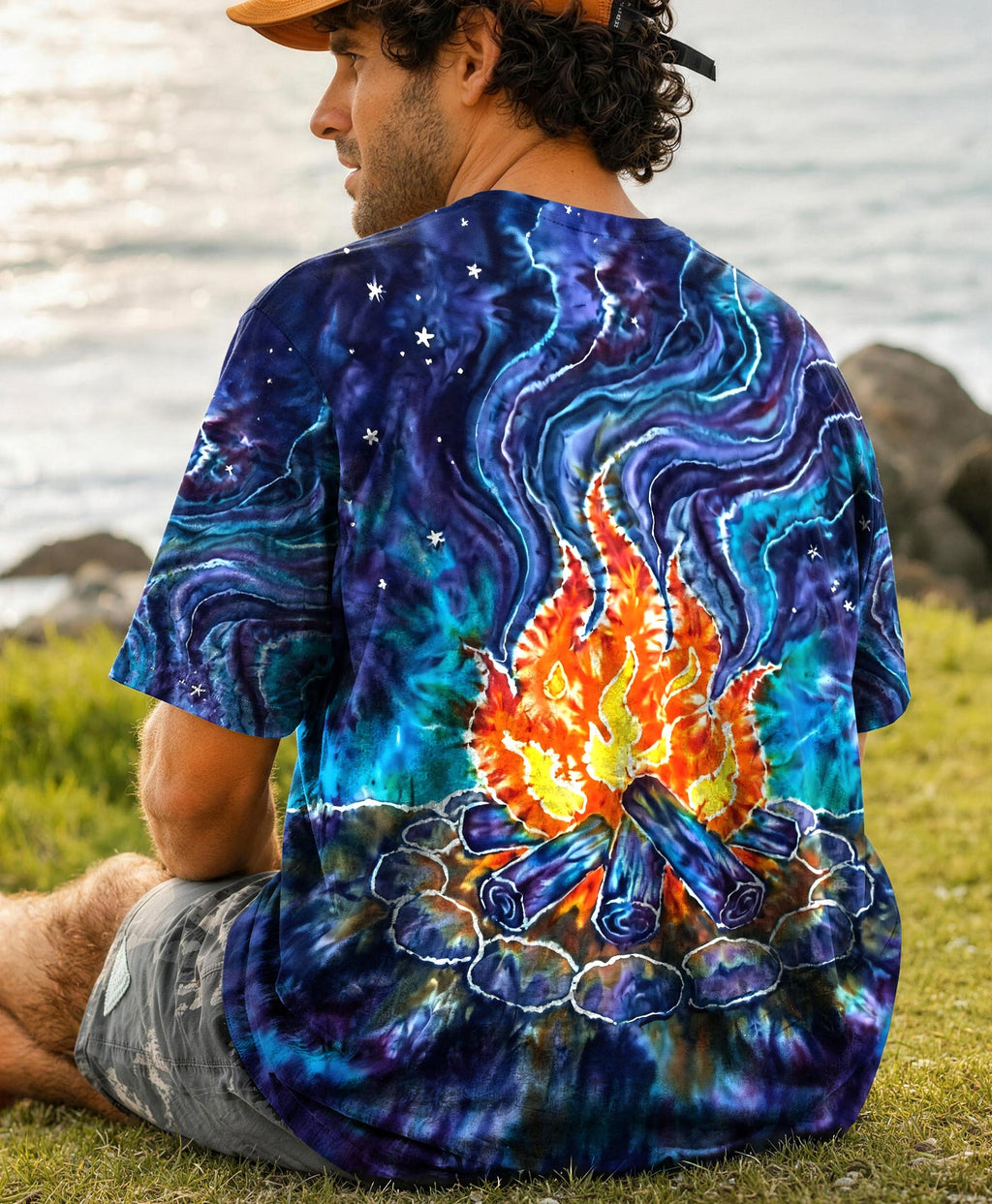 CAMPFIRE STARRY NIGHT WATERCOLOR ALL OVER PRINT   - TLHG2506263