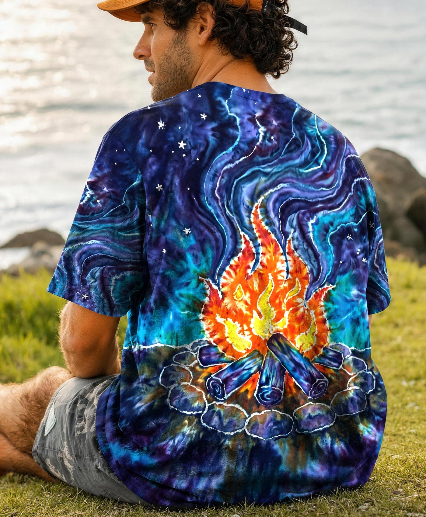 CAMPFIRE STARRY NIGHT WATERCOLOR ALL OVER PRINT   - TLHG2506263