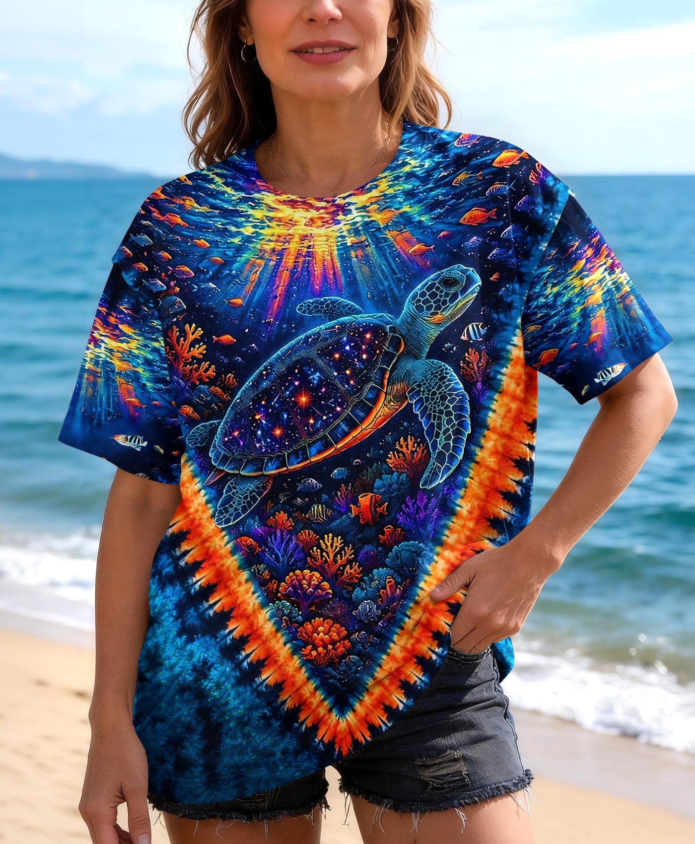 TURTLES UNDERSEA V PATTERN  ALL OVER PRINT - TLHG0306261