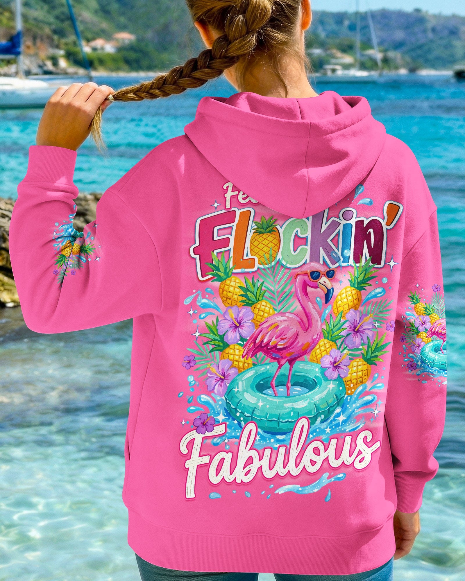 FEELING FLOCKIN' FABULOUS FLAMINGO ALL OVER PRINT - TYQY1004263