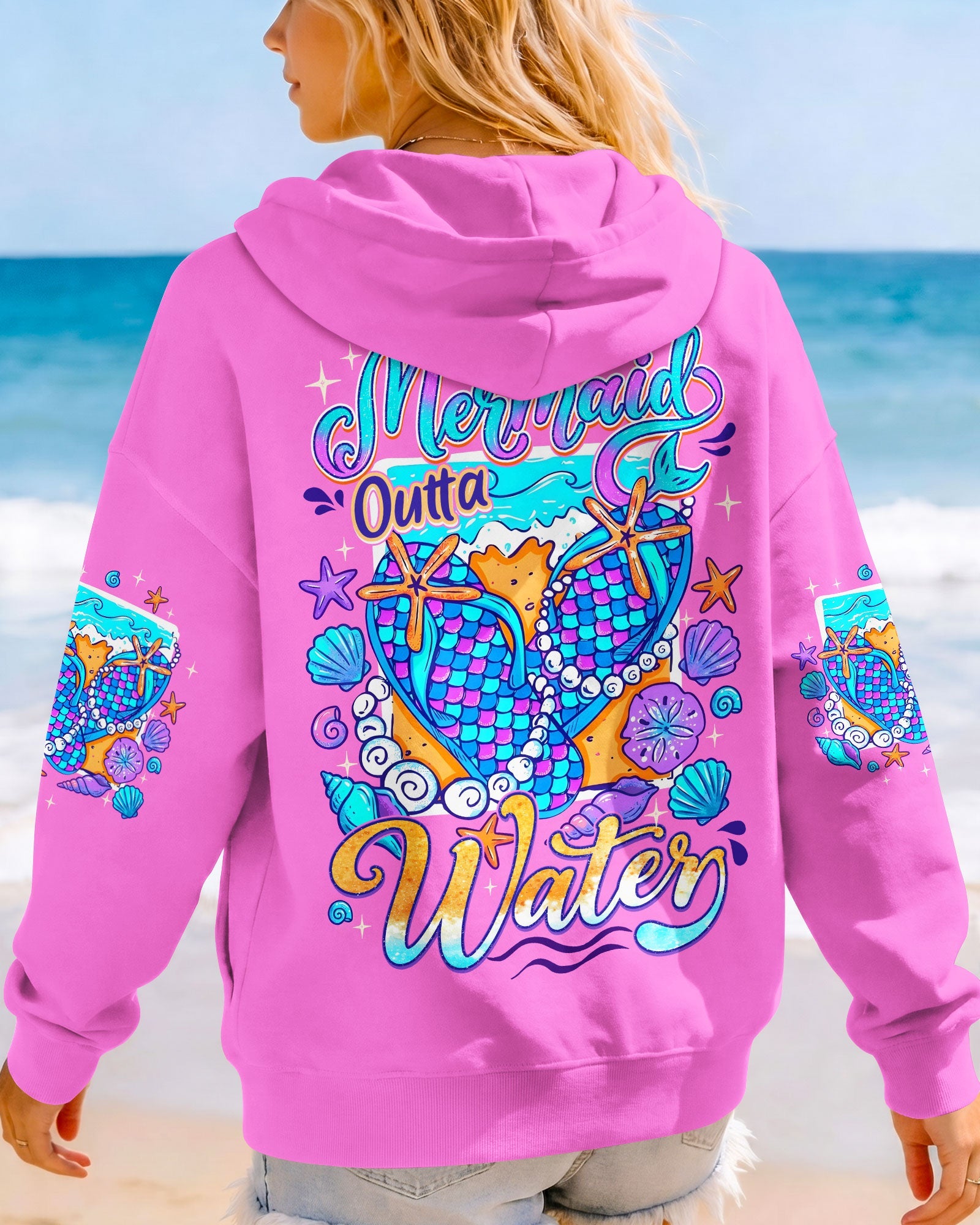MERMAID OUTTA WATER FLIP FLOPS ALL OVER PRINT - TYQY0106262
