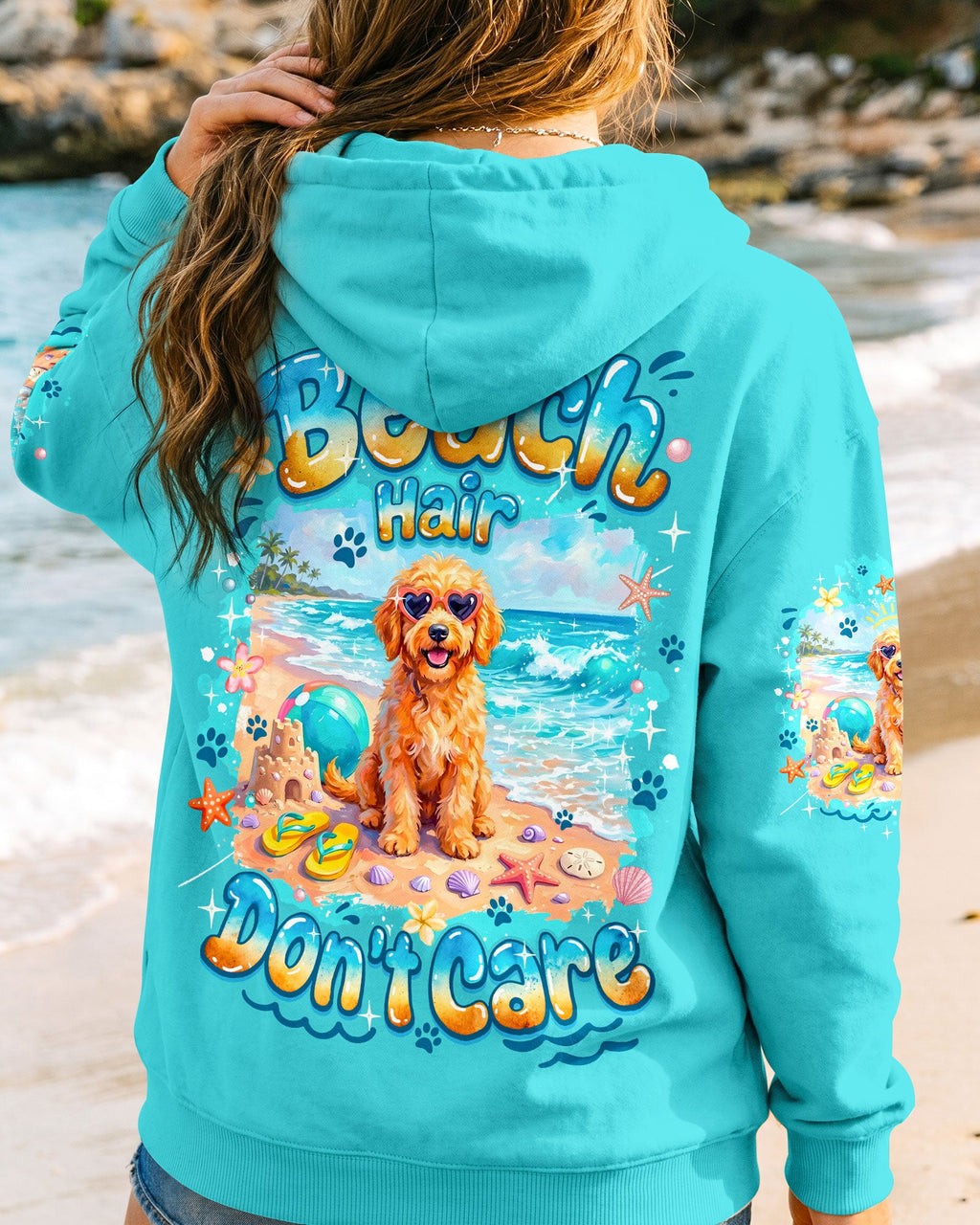 BEACH HAIR DON'T CARE GOLDEN DOODLE DOG ALL OVER PRINT - TYQY2005263