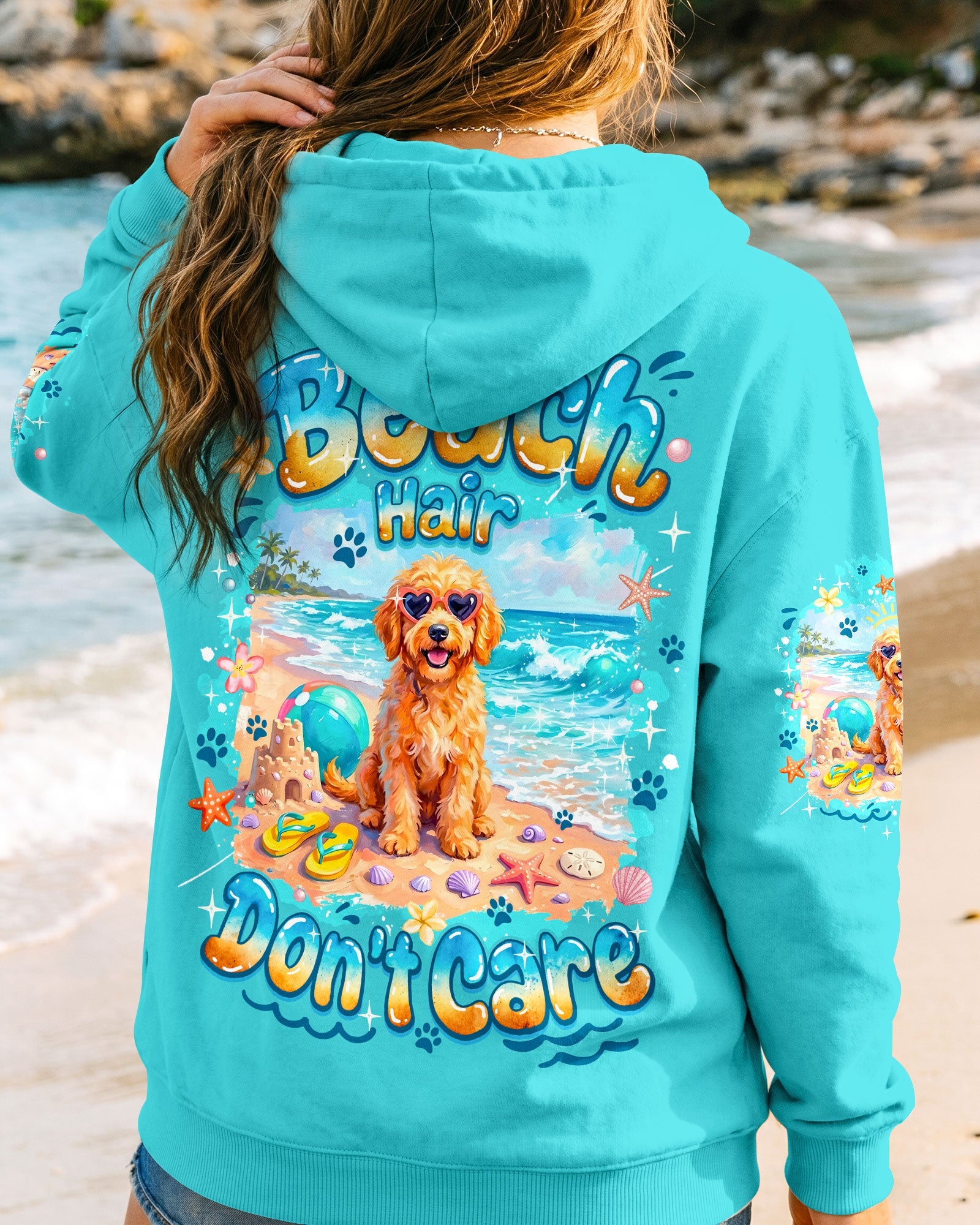 BEACH HAIR DON'T CARE GOLDEN DOODLE DOG ALL OVER PRINT - TYQY2005263