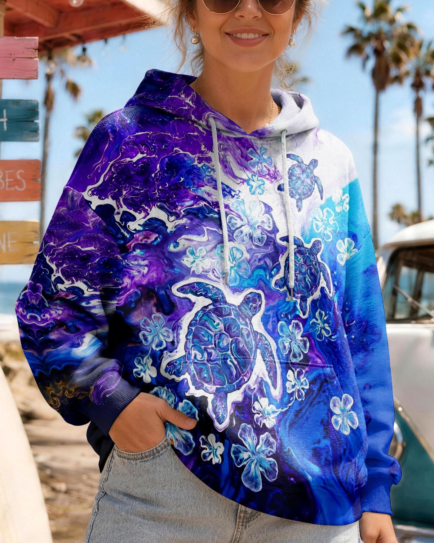 BLUE PURPLE OCEAN TURTLES ALL OVER PRINT - TYLN1806261