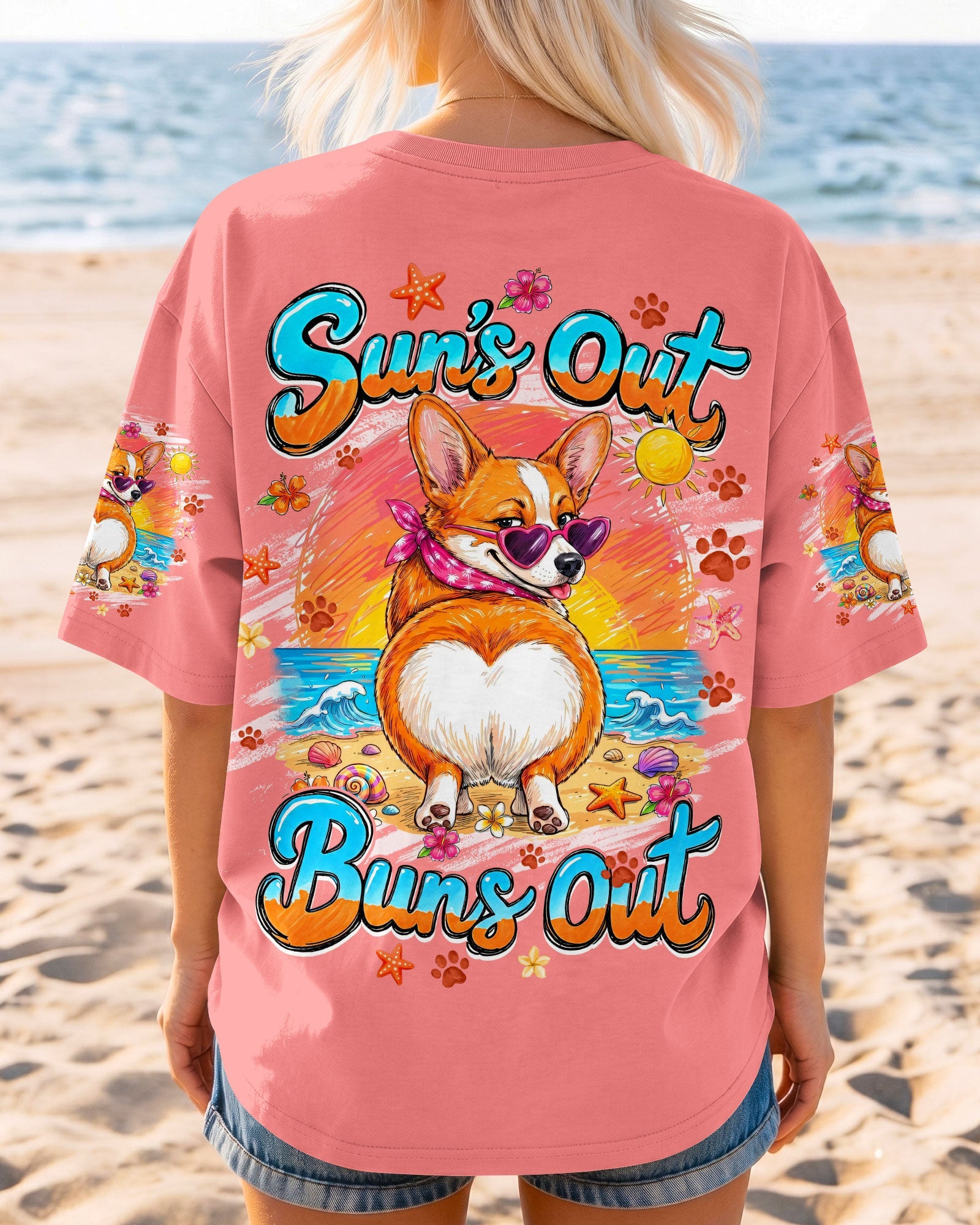 SUN'S OUT BUNS OUT CORGI DOG ALL OVER PRINT - TYQY1506262